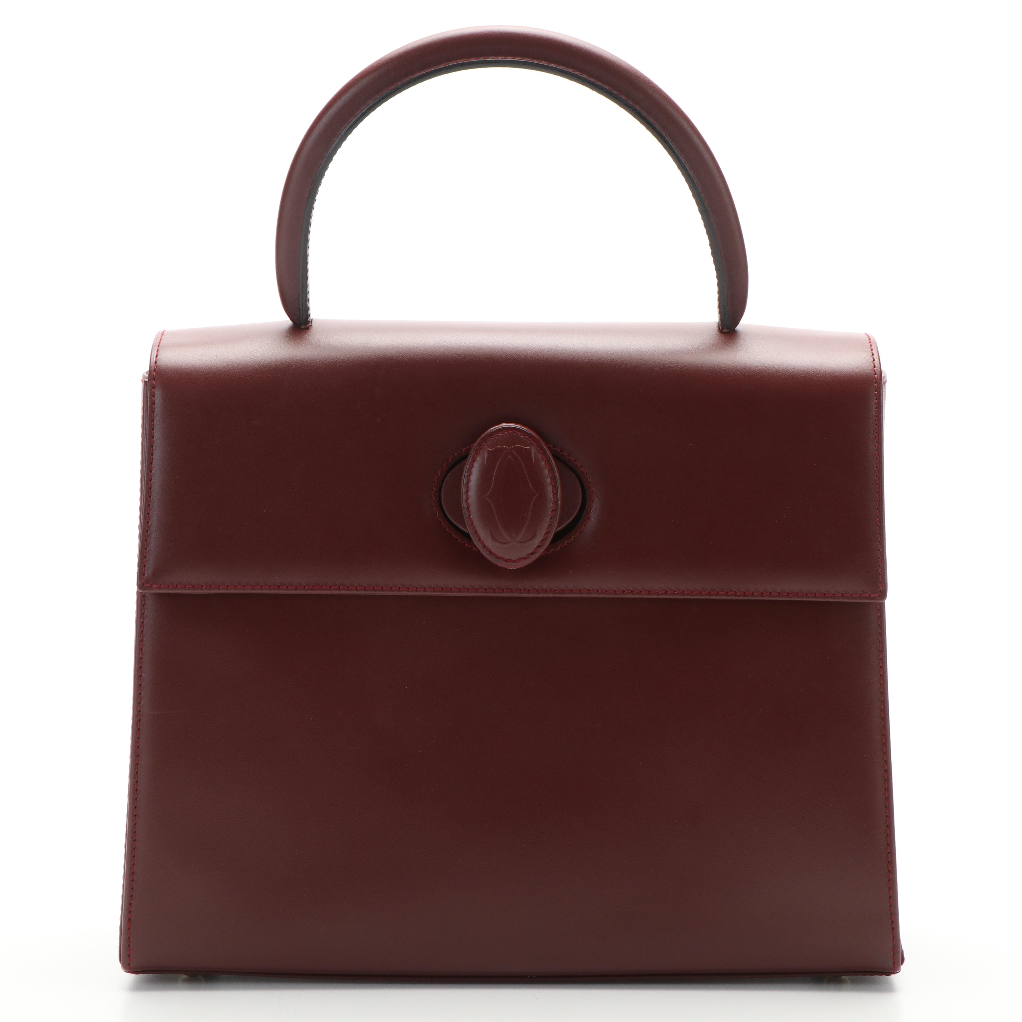 Cartier Must de Cartier Top Handle Bag in Burgundy Leather
