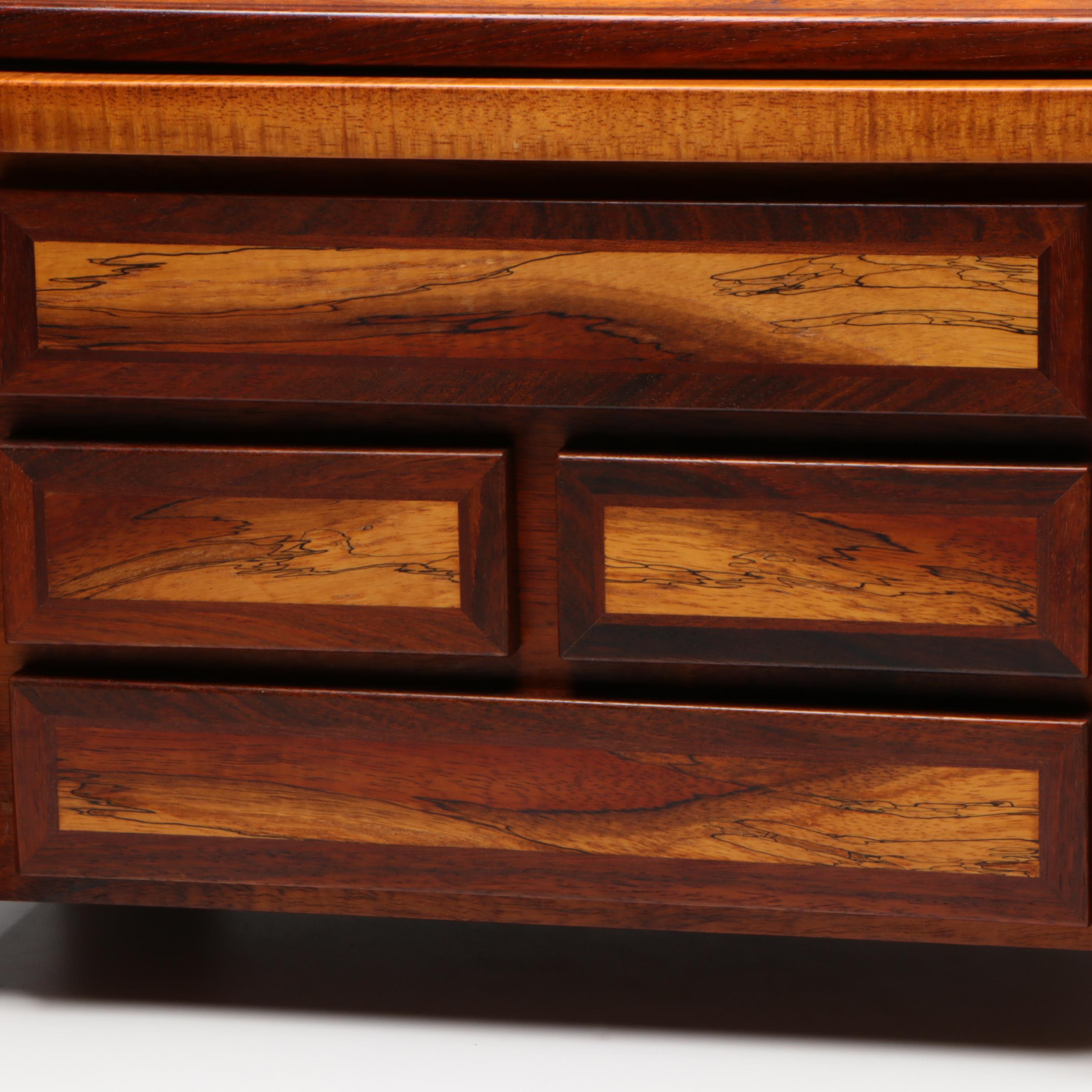 Arts and Crafts Style Hand-Crafted Spalted Maple and Other Wood Jewelry Box