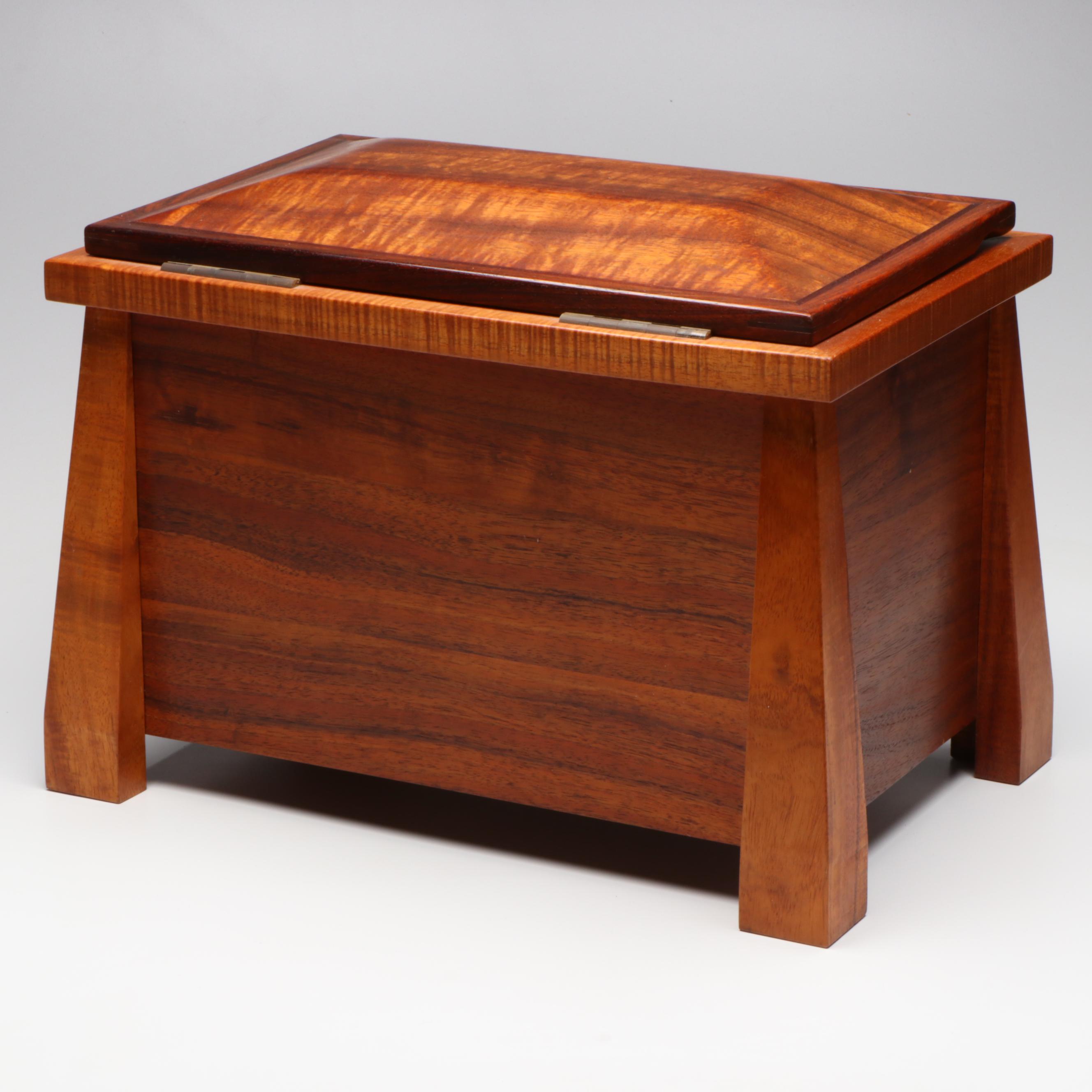 Arts and Crafts Style Hand-Crafted Spalted Maple and Other Wood Jewelry Box