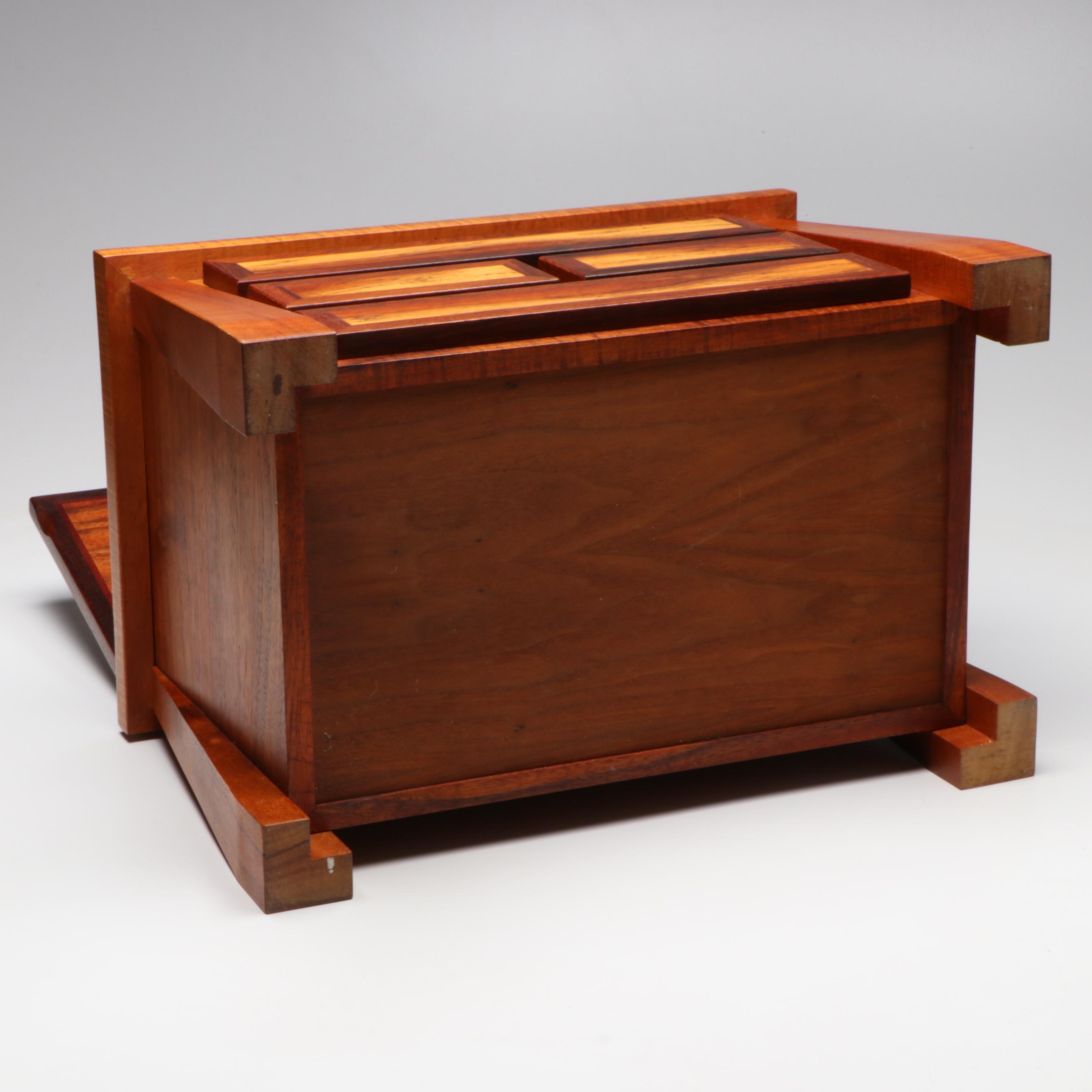 Arts and Crafts Style Hand-Crafted Spalted Maple and Other Wood Jewelry Box