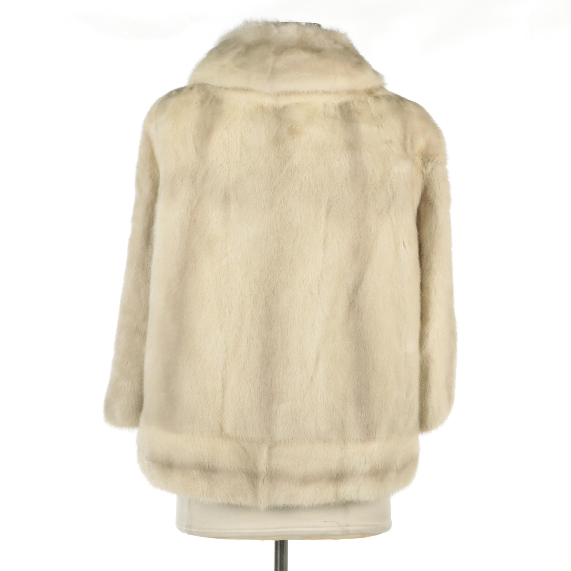 Platinblond Mink Fur Jacket from Meier & Frank Fur Salon, circa 1960