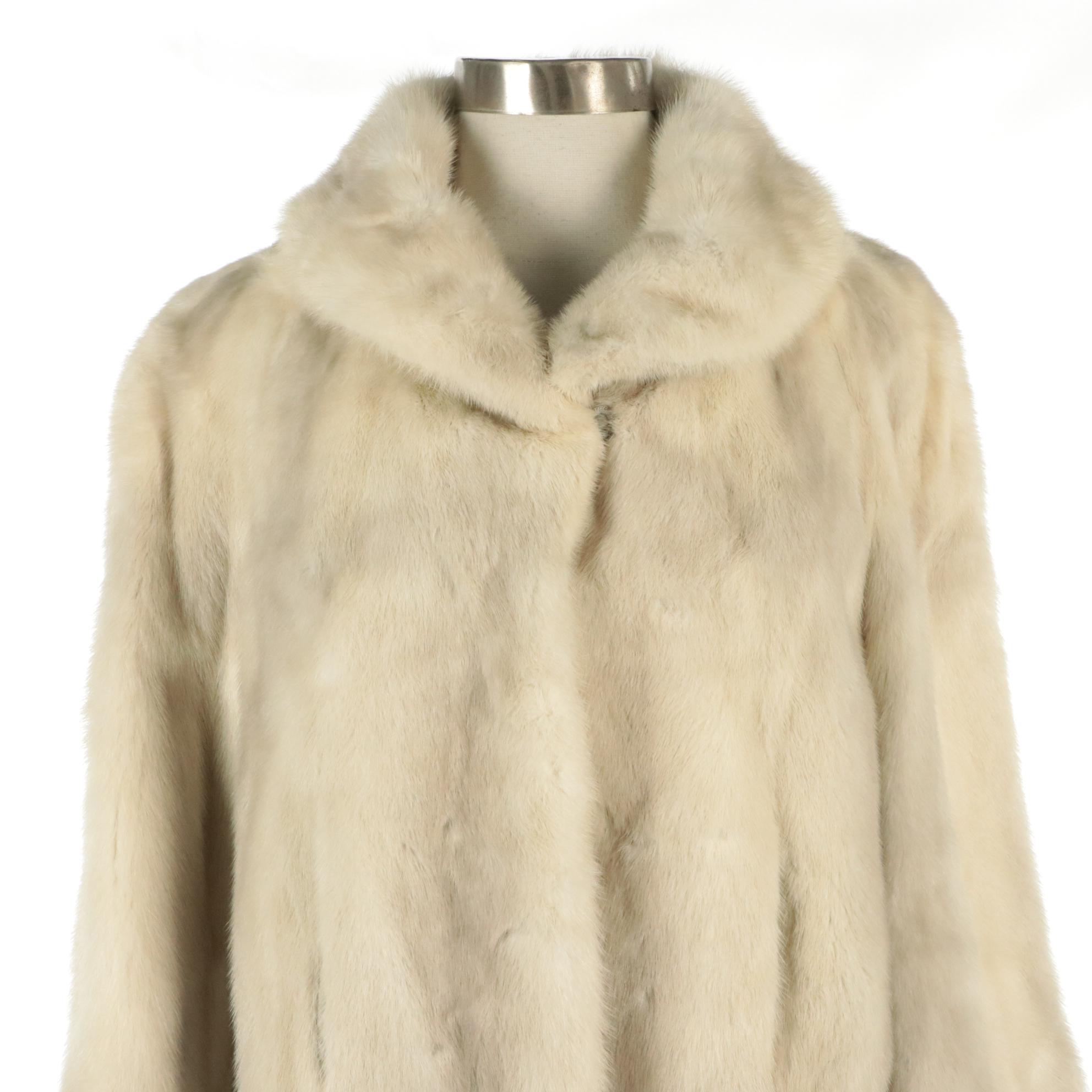 Platinblond Mink Fur Jacket from Meier & Frank Fur Salon, circa 1960