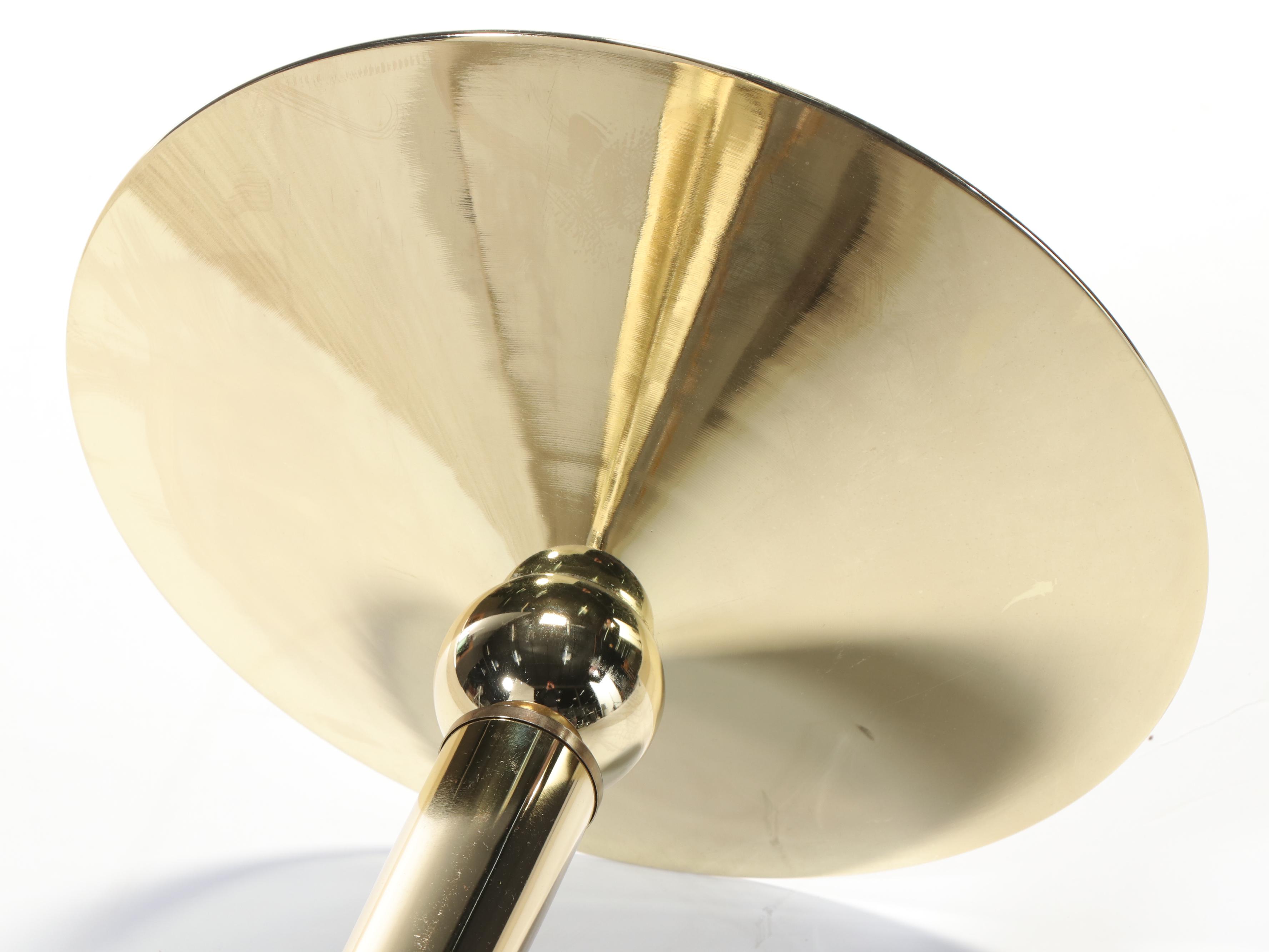Deco Revival Lacquered Brass Torchère Floor Lamp, Late 20th C.