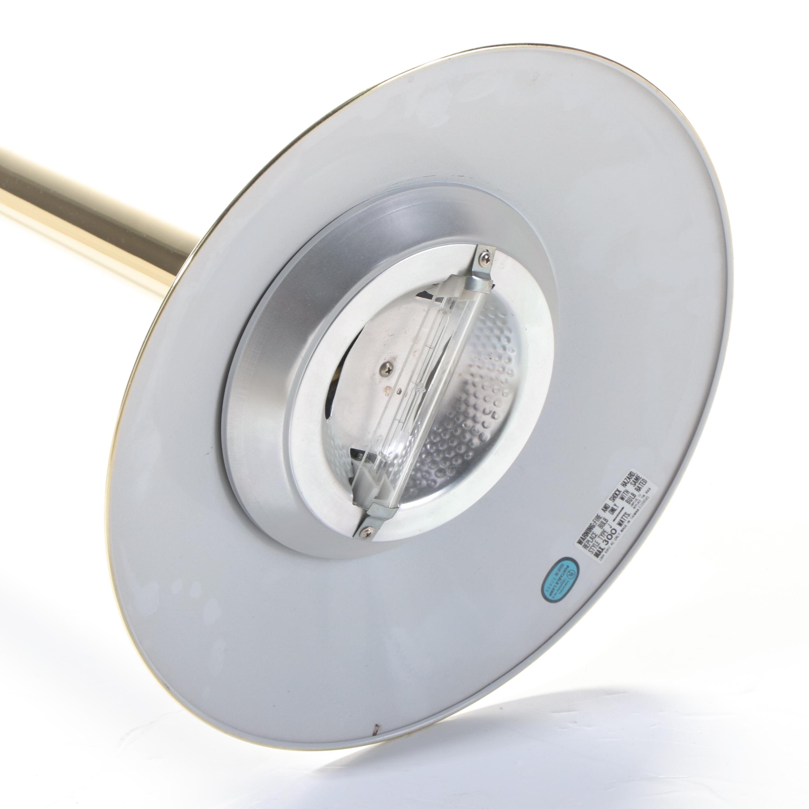 Deco Revival Lacquered Brass Torchère Floor Lamp, Late 20th C.