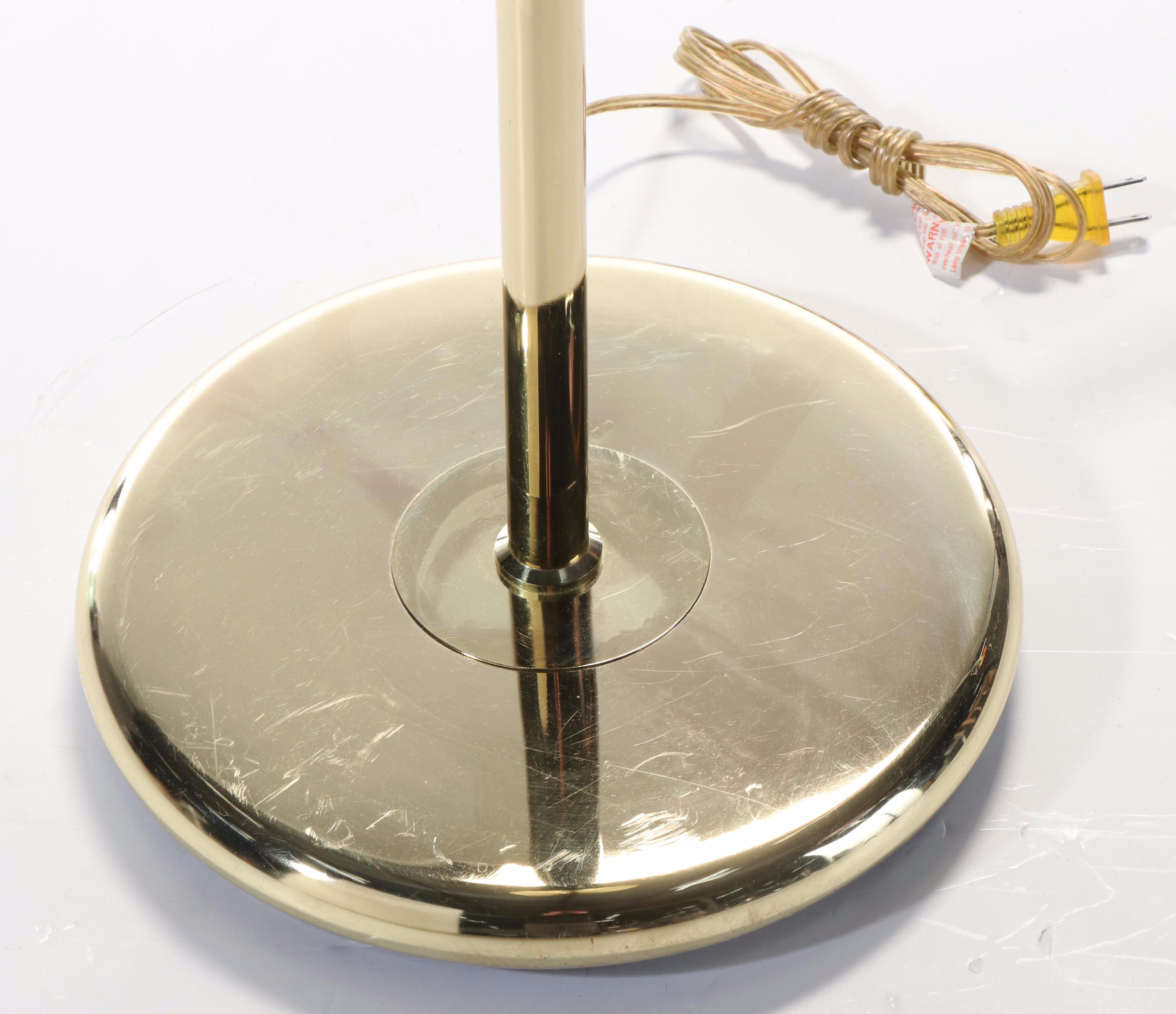 Deco Revival Lacquered Brass Torchère Floor Lamp, Late 20th C.