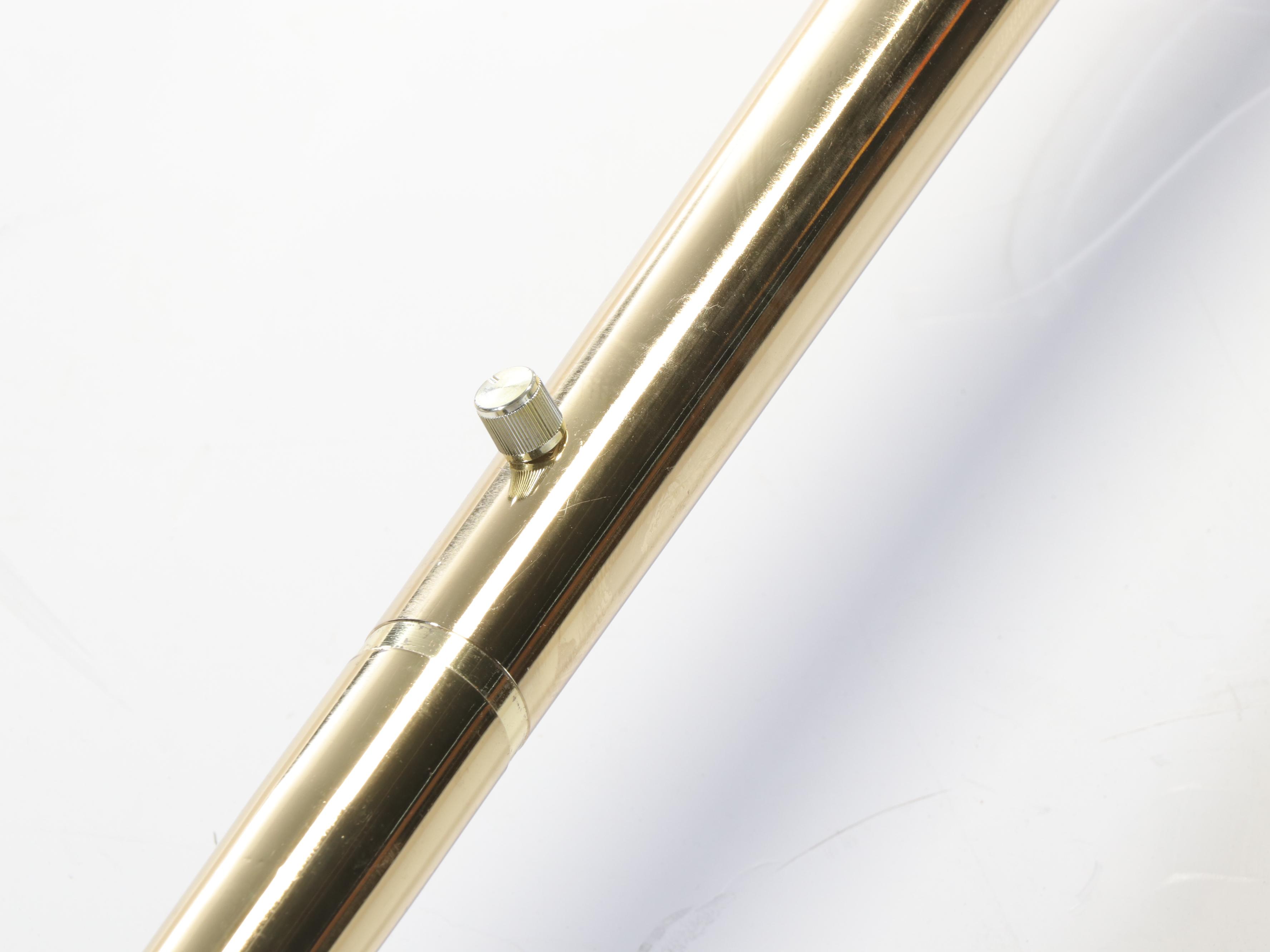 Deco Revival Lacquered Brass Torchère Floor Lamp, Late 20th C.