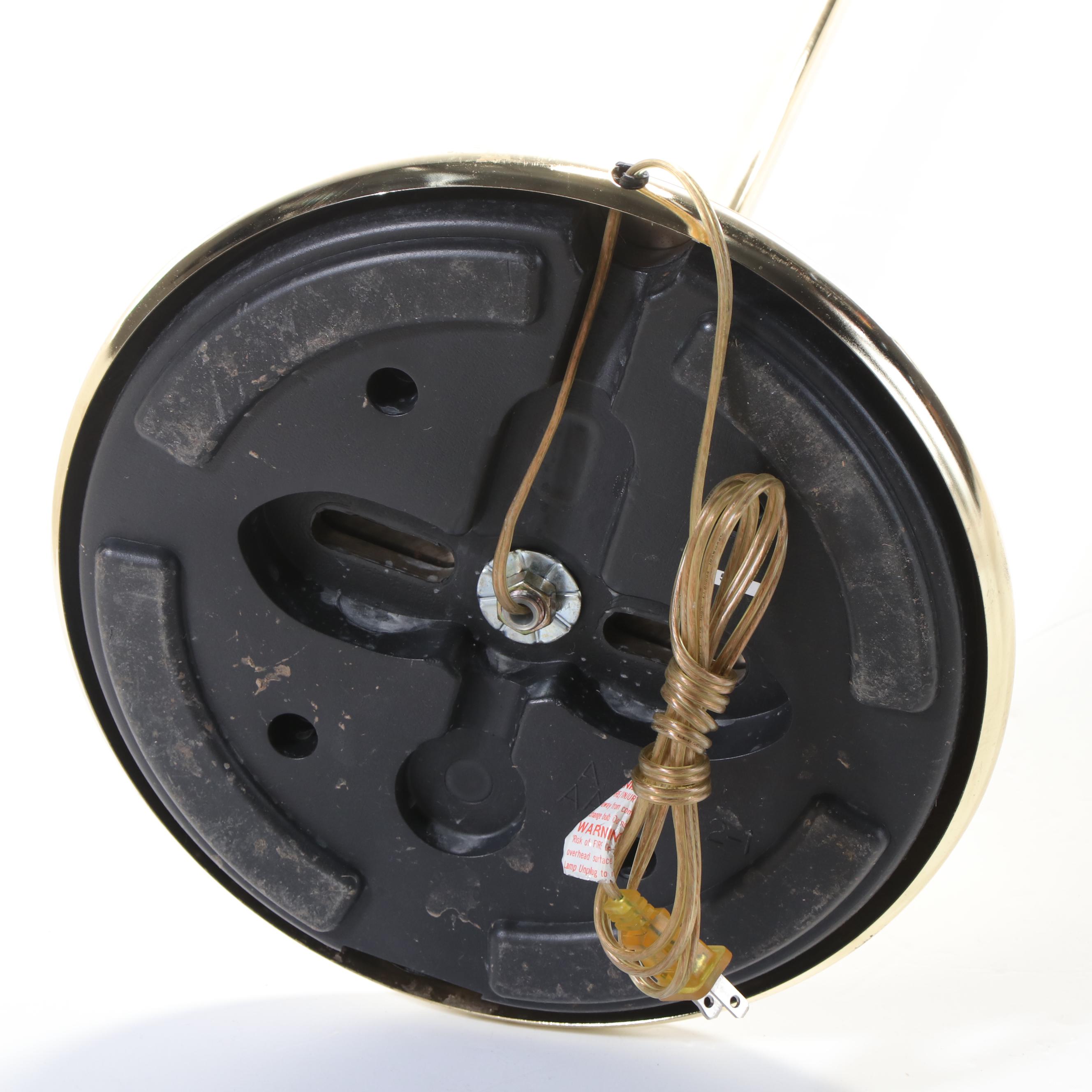 Deco Revival Lacquered Brass Torchère Floor Lamp, Late 20th C.