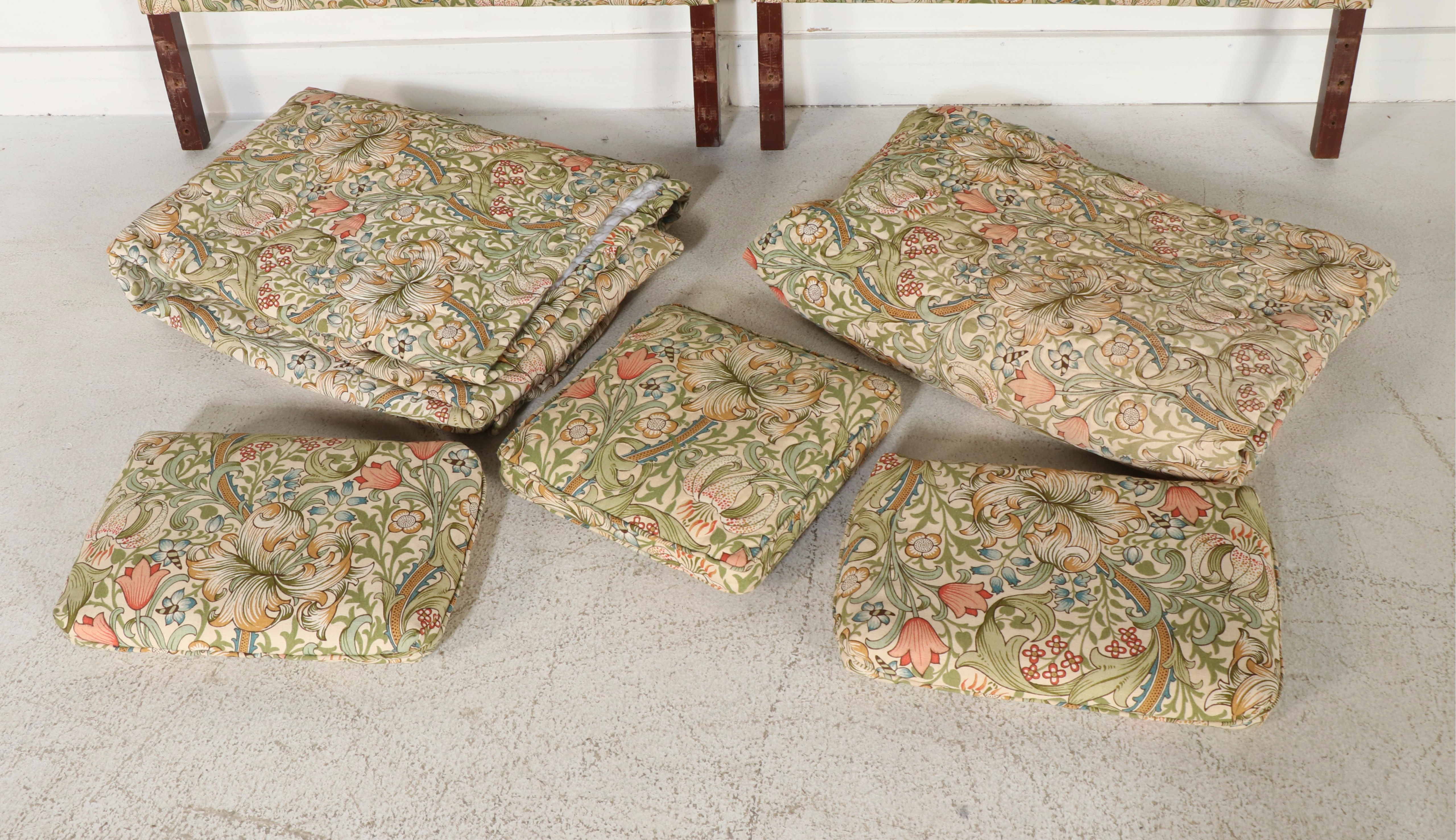 Morris & Co. "Golden Lily" Upholstered Twin Headboards and Linens