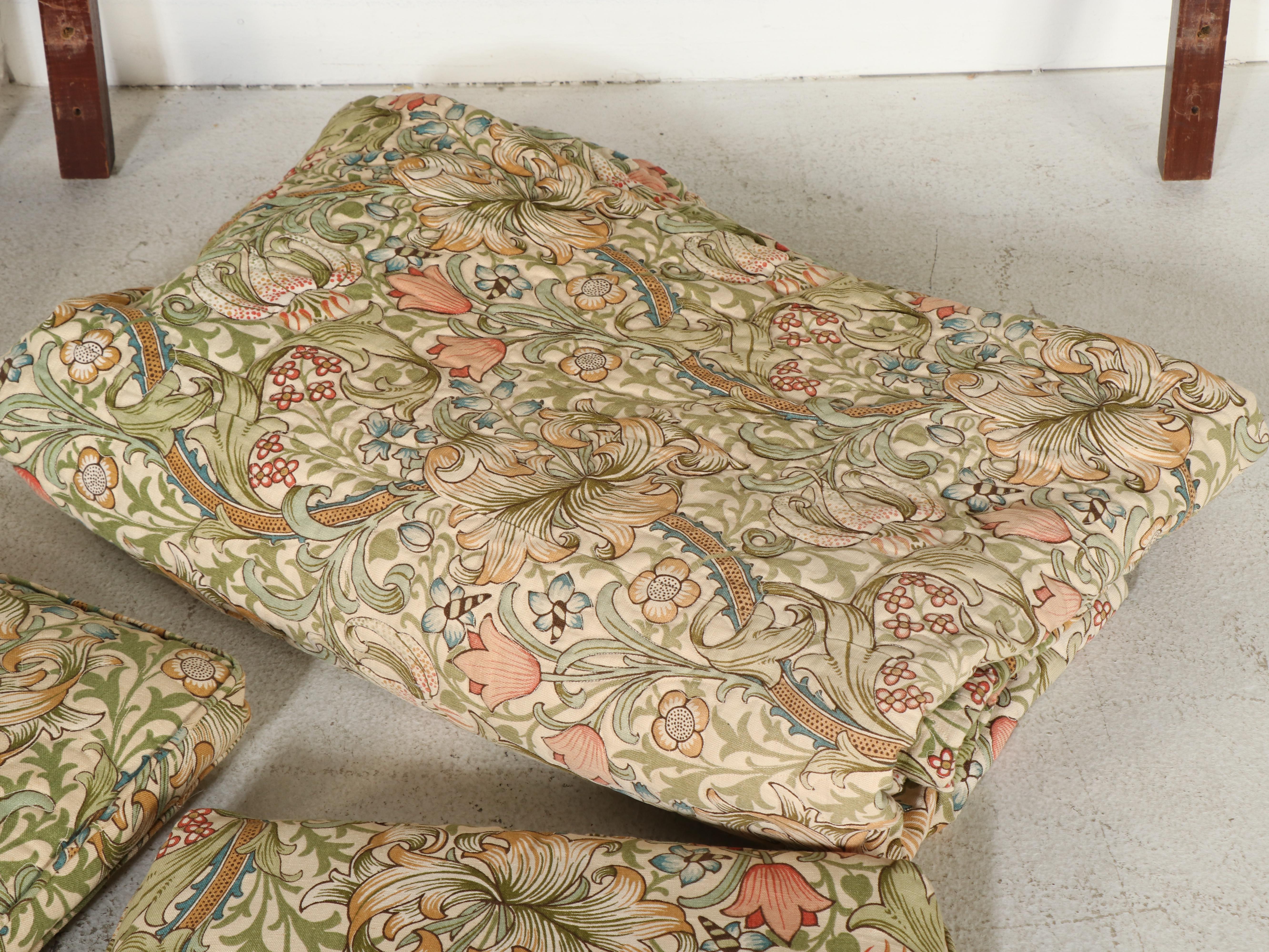 Morris & Co. "Golden Lily" Upholstered Twin Headboards and Linens