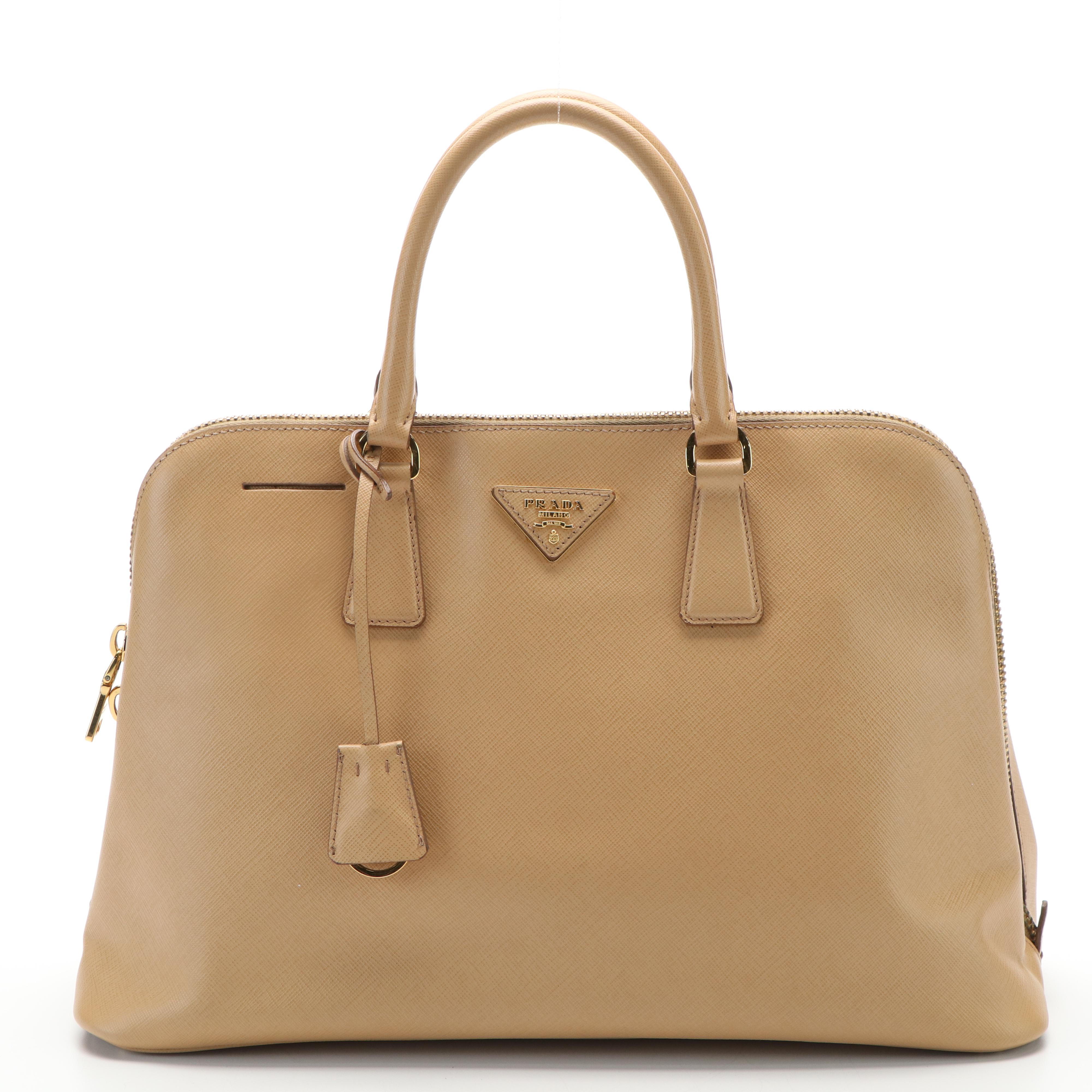 Prada Promenade Dome Handle Bag in Saffiano Lux Leather