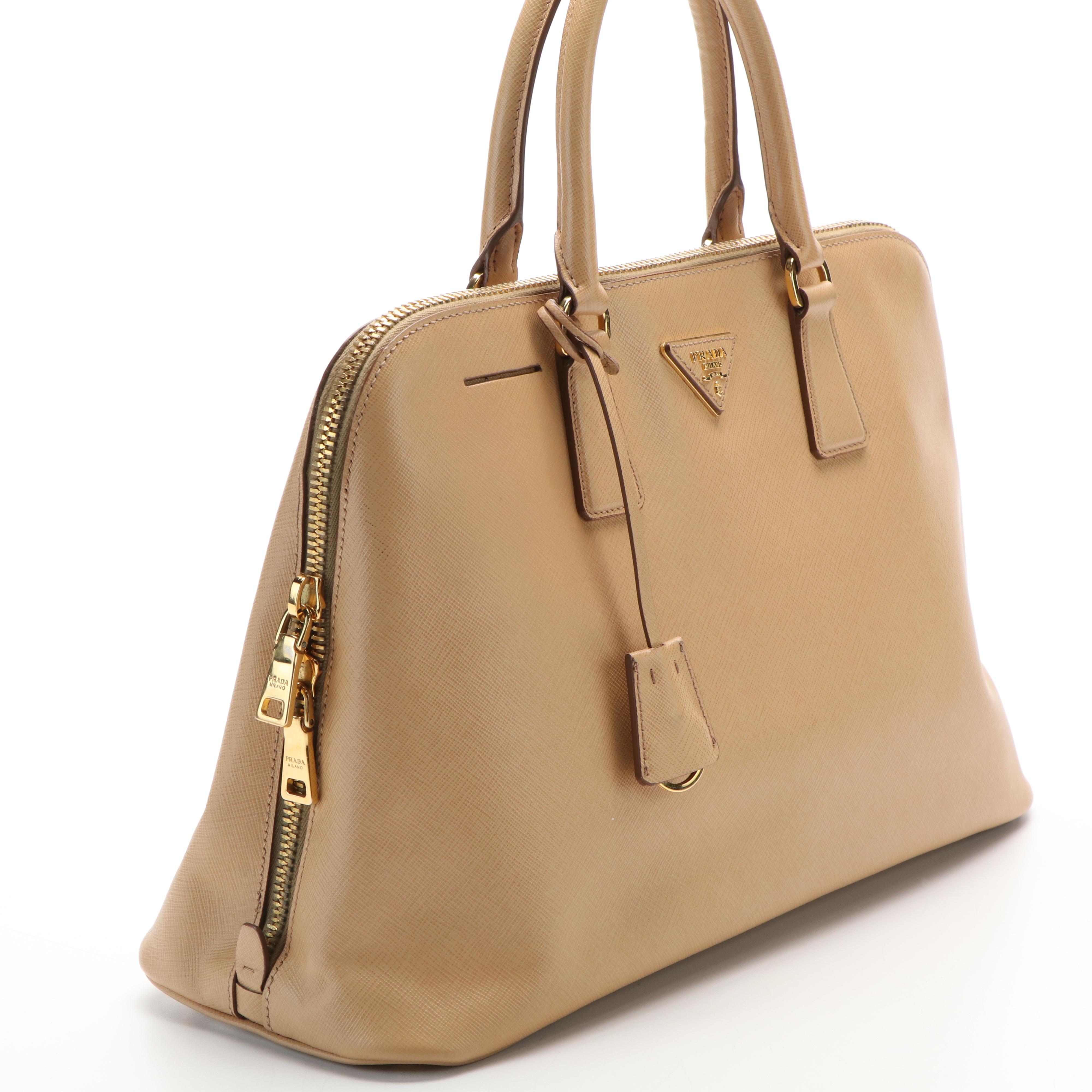 Prada Promenade Dome Handle Bag in Saffiano Lux Leather