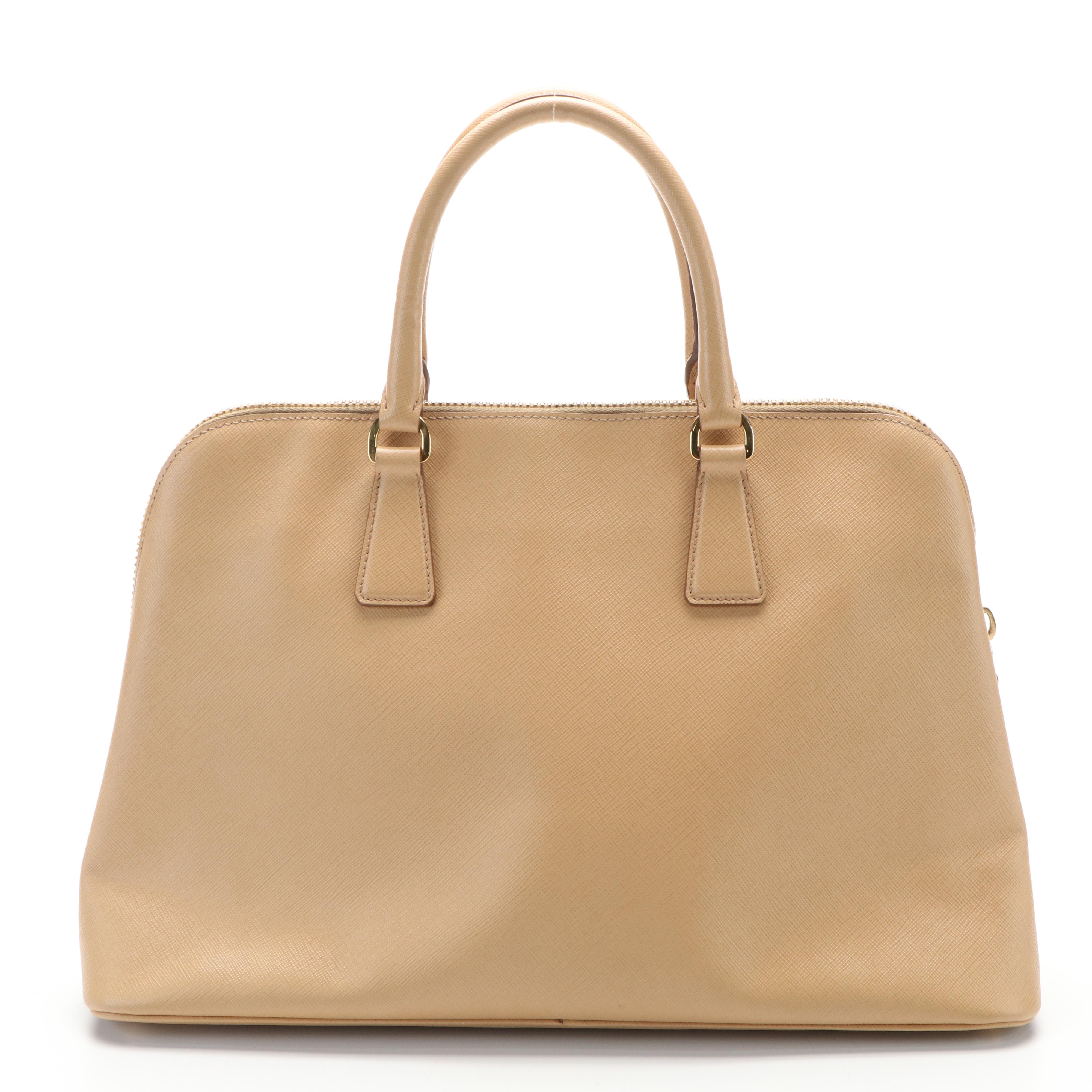 Prada Promenade Dome Handle Bag in Saffiano Lux Leather
