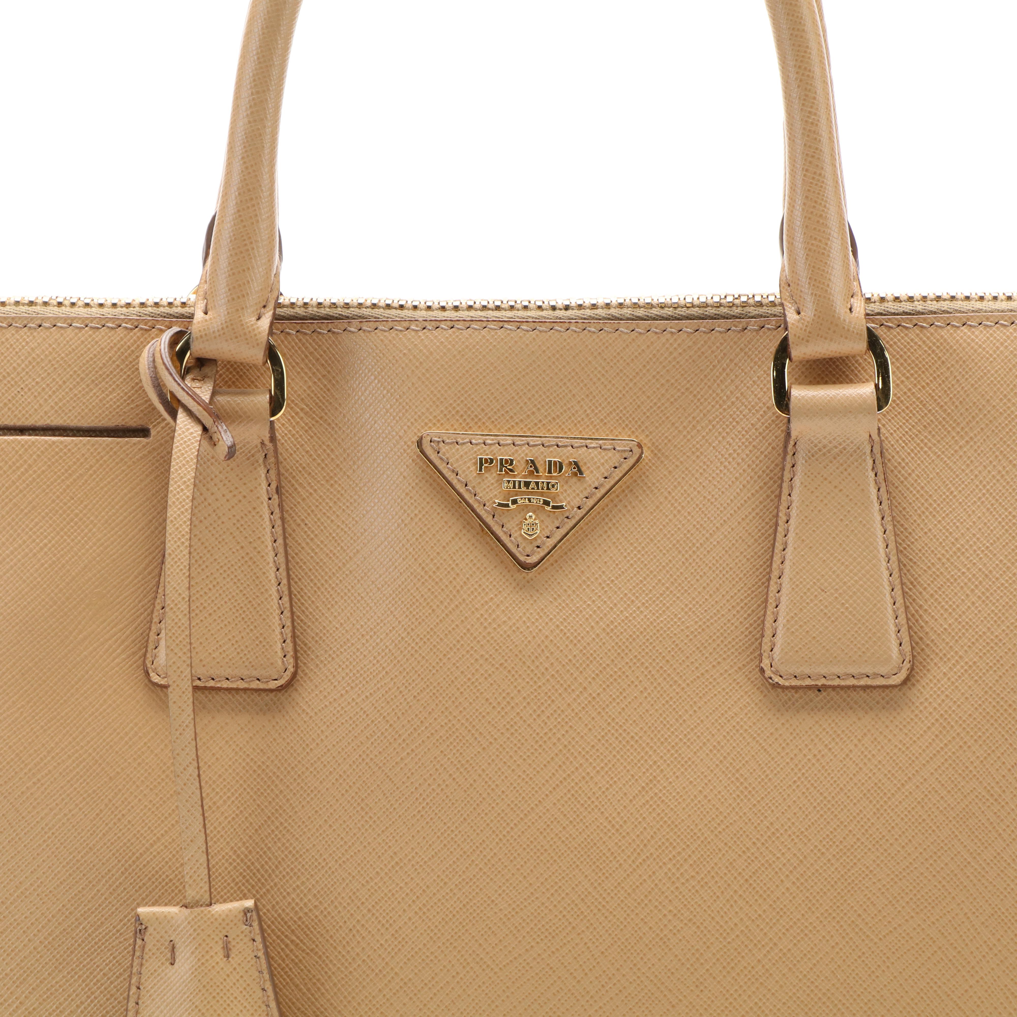 Prada Promenade Dome Handle Bag in Saffiano Lux Leather