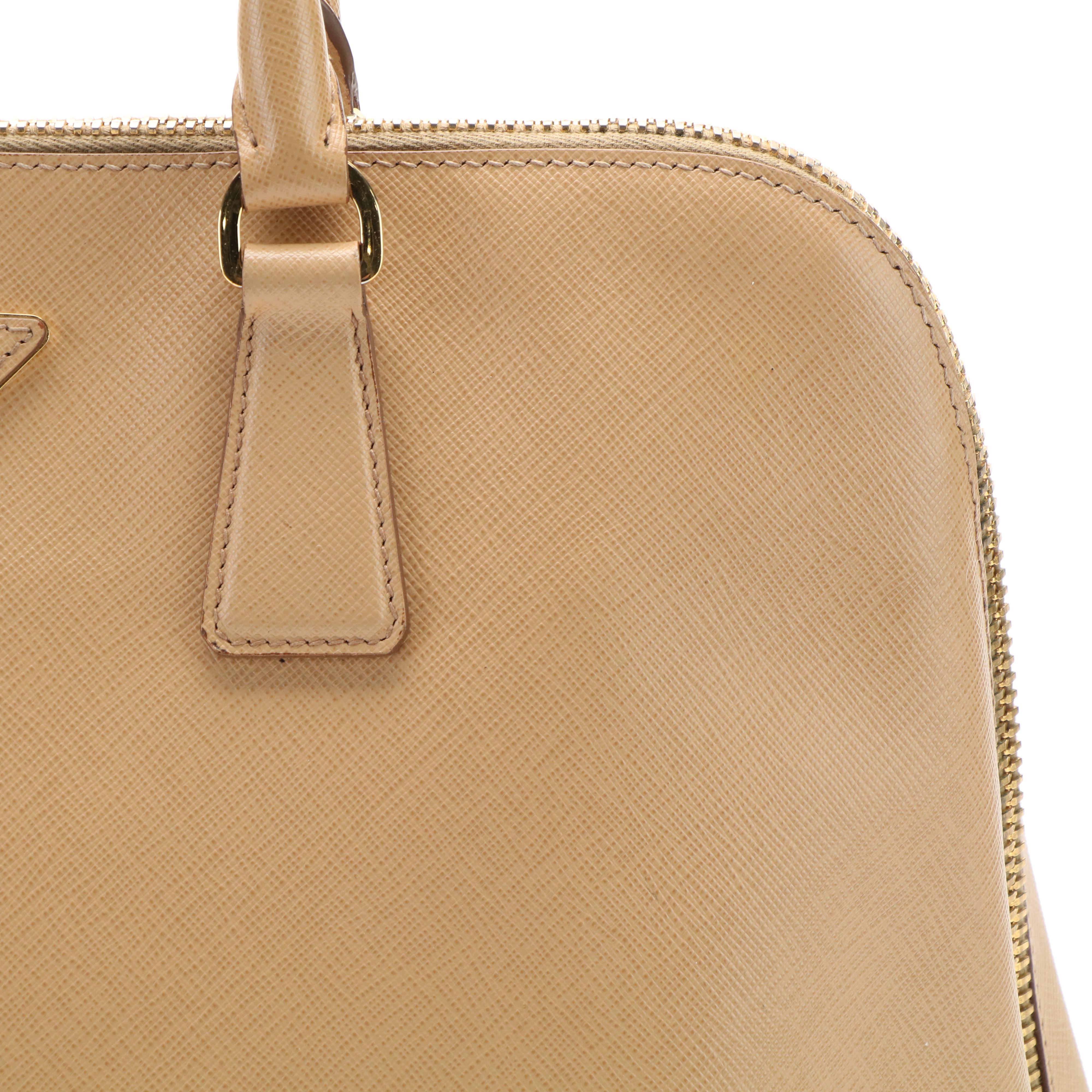 Prada Promenade Dome Handle Bag in Saffiano Lux Leather