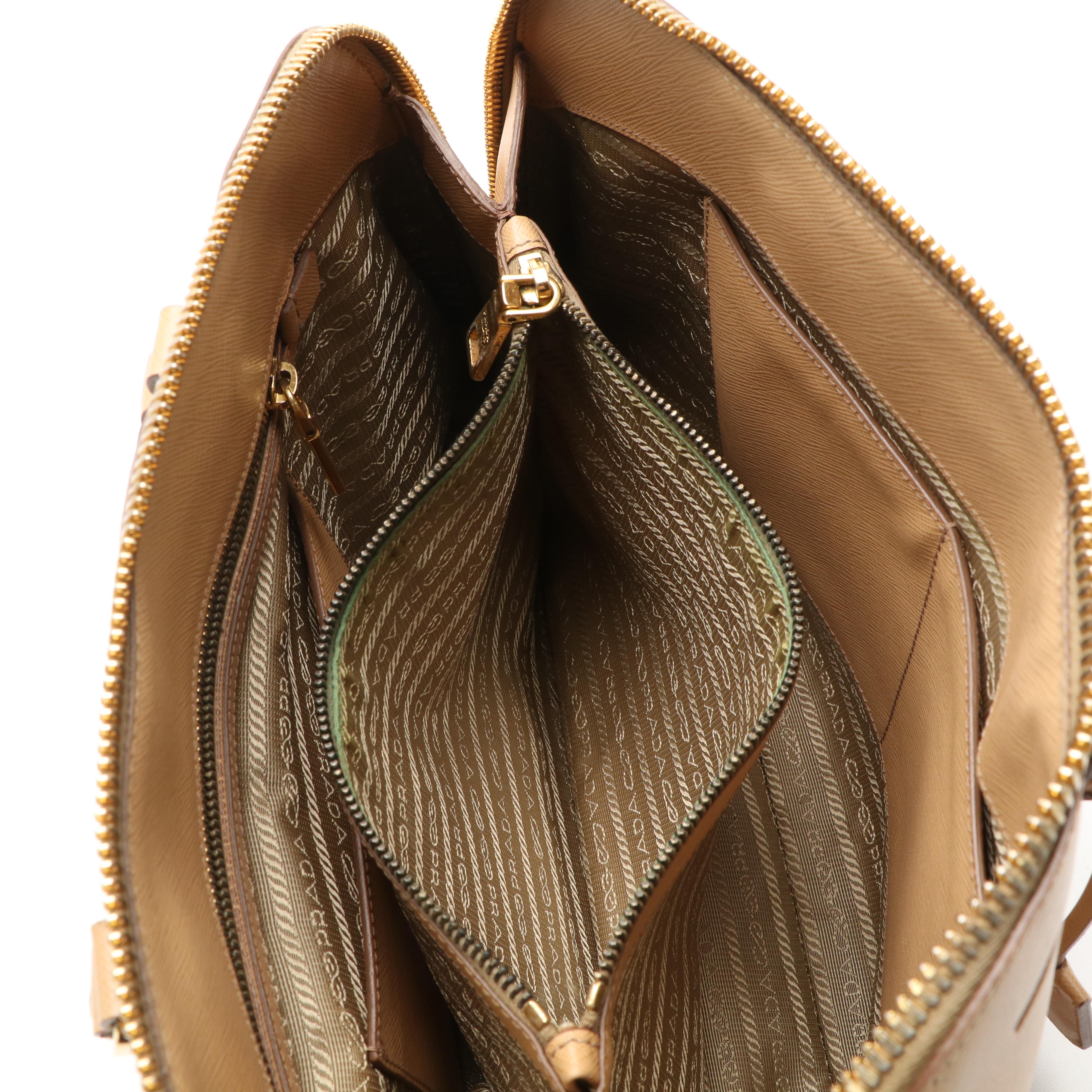 Prada Promenade Dome Handle Bag in Saffiano Lux Leather