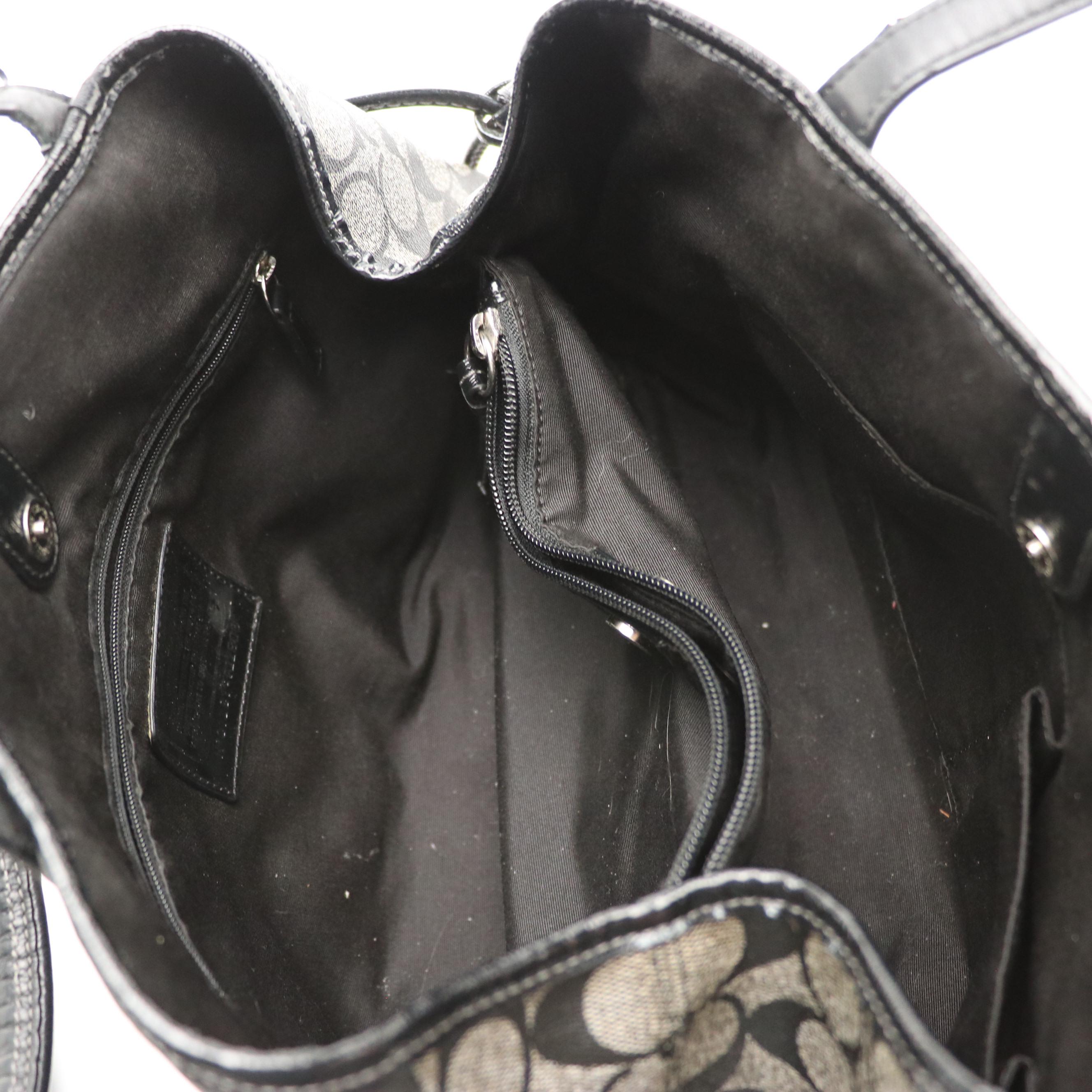 Coach Navy Signature Canvas Hobo Shoulder Bag & Wallet, Heritage Stripe Tote Bag