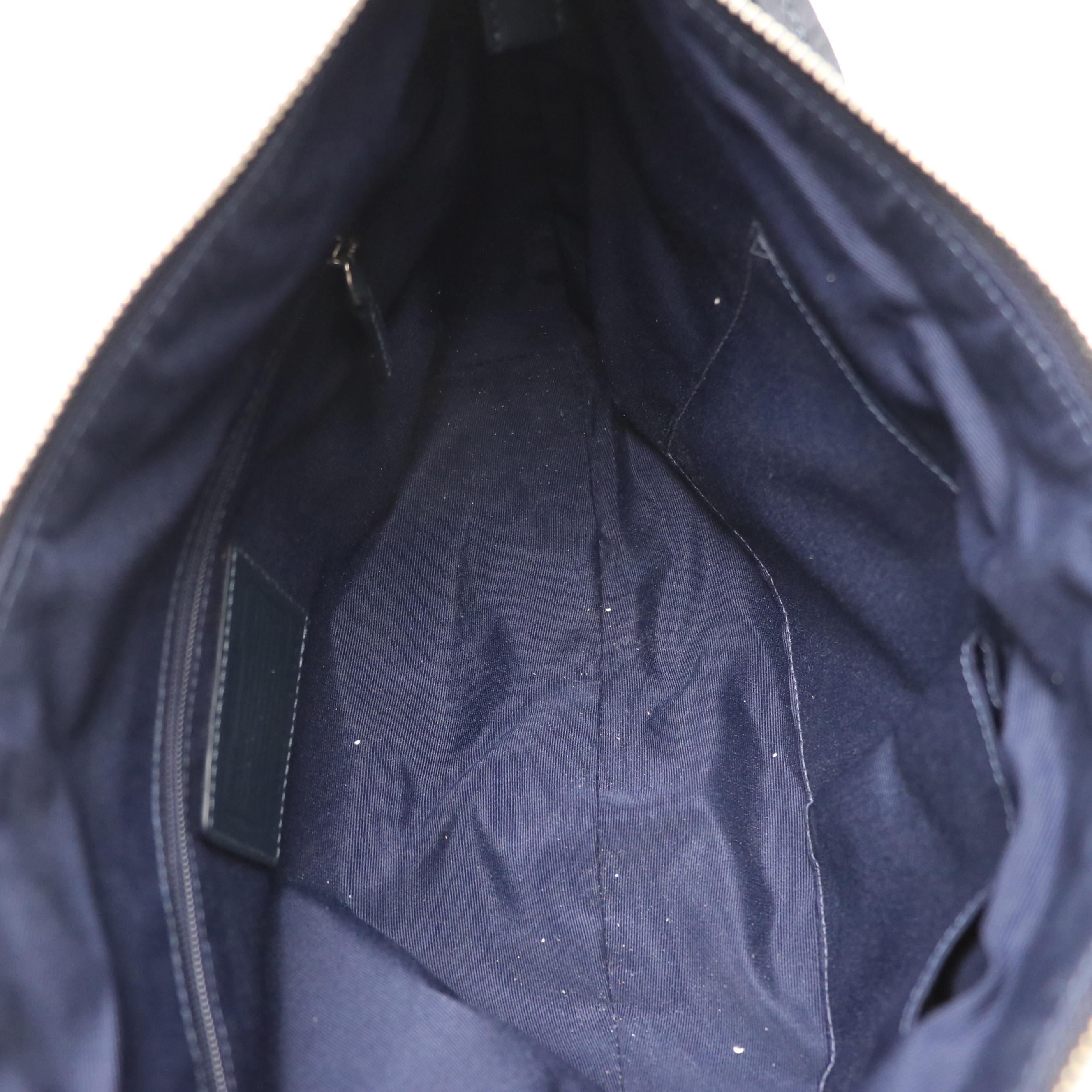 Coach Navy Signature Canvas Hobo Shoulder Bag & Wallet, Heritage Stripe Tote Bag