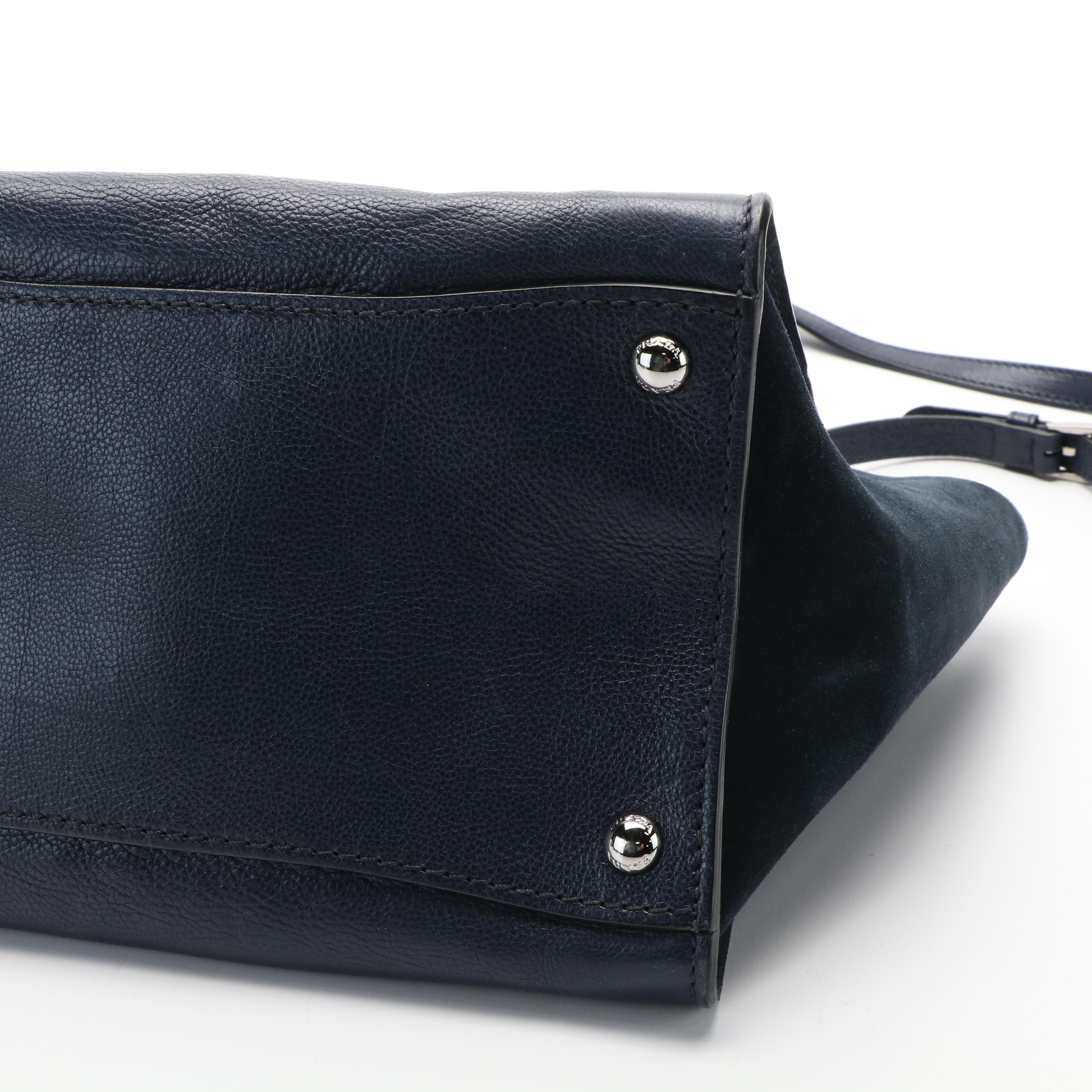 Prada 2Way Double Zip Tote in Glacé Calfskin Leather and Suede