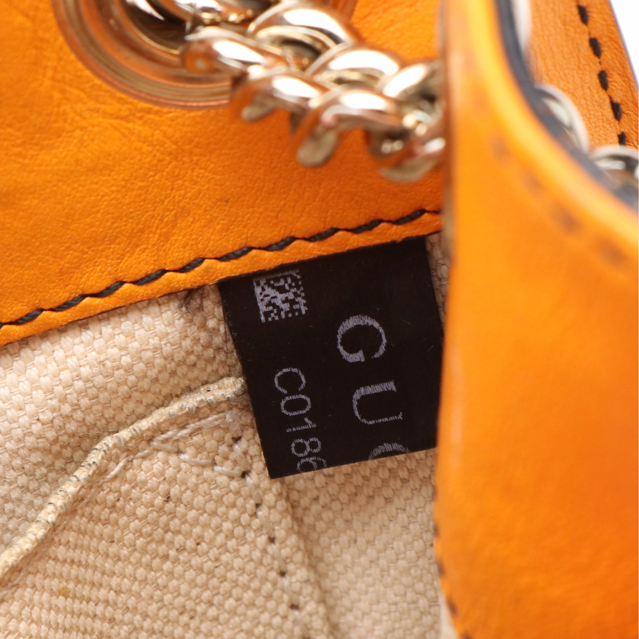 Gucci Emily Chain Flap Shoulder Bag in Orange Guccissima Leather