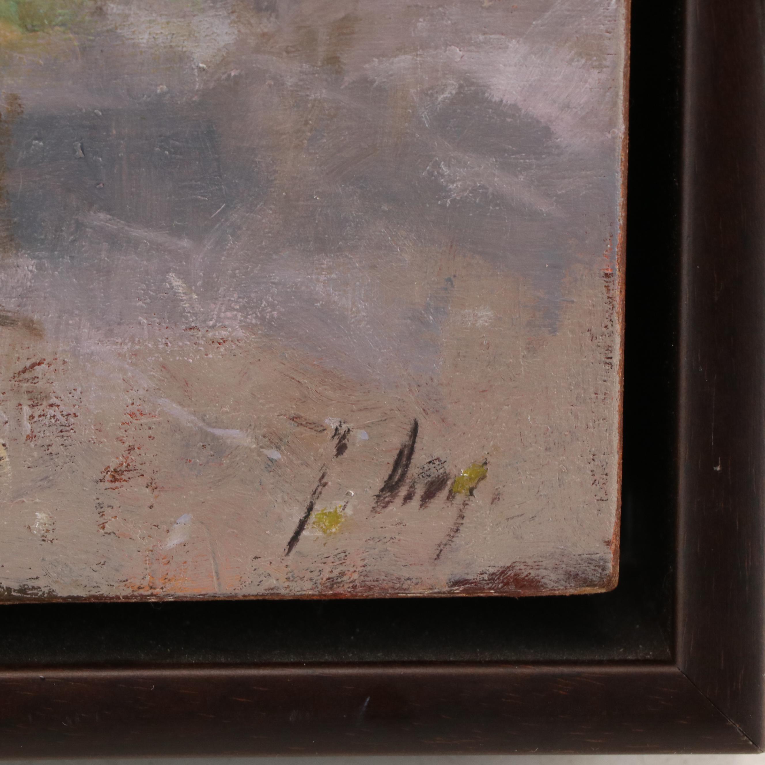 Miniature Shore Landscape Oil Painting "Captain Sam's Inlet I", Circa 2000