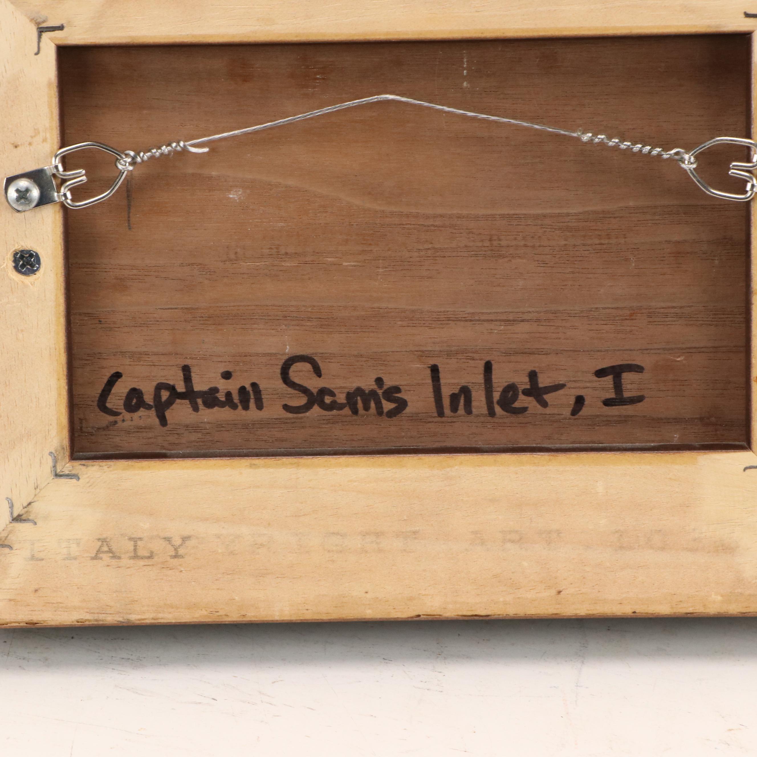 Miniature Shore Landscape Oil Painting "Captain Sam's Inlet I", Circa 2000