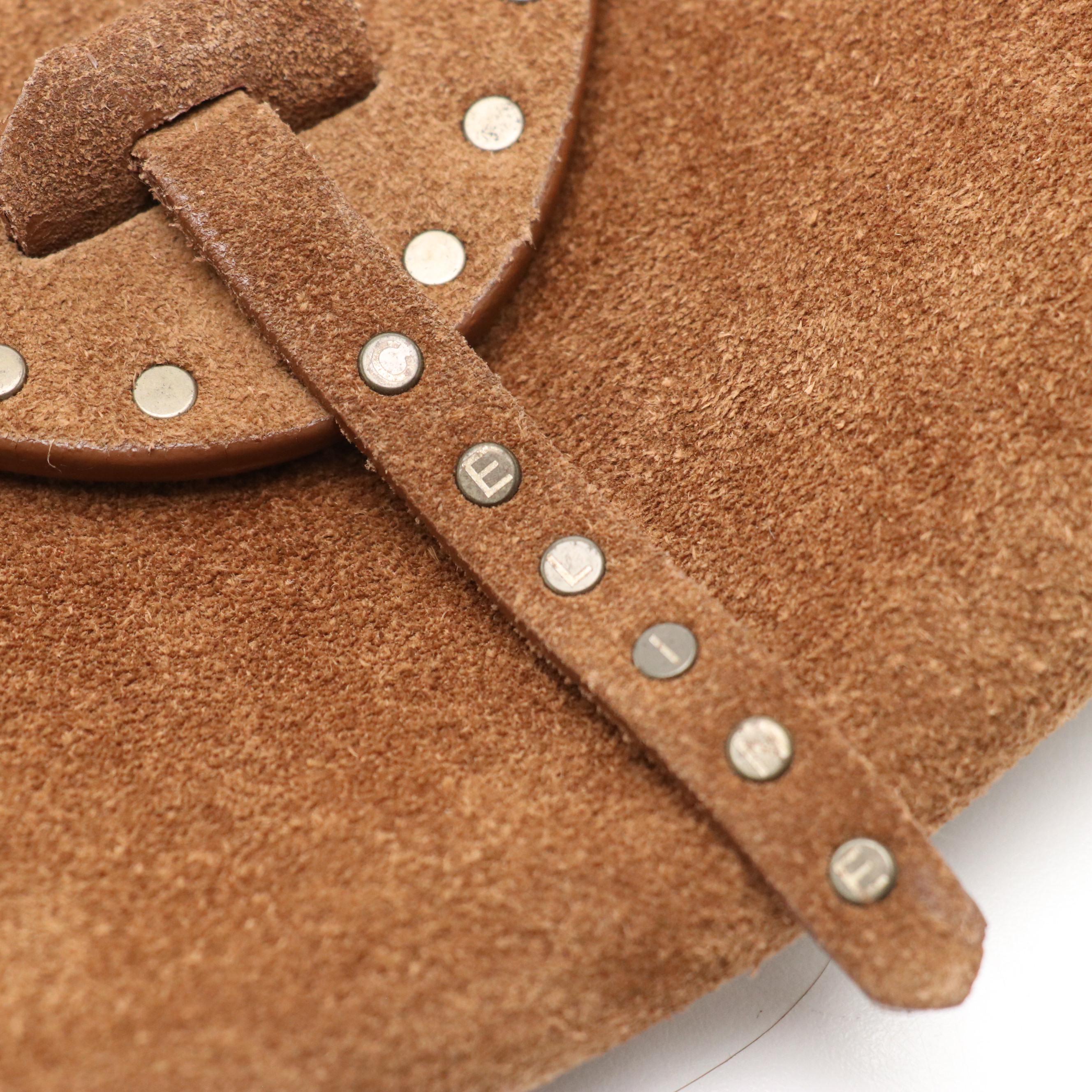 Celine Mocha Brown Studded Suede Shoulder Bag