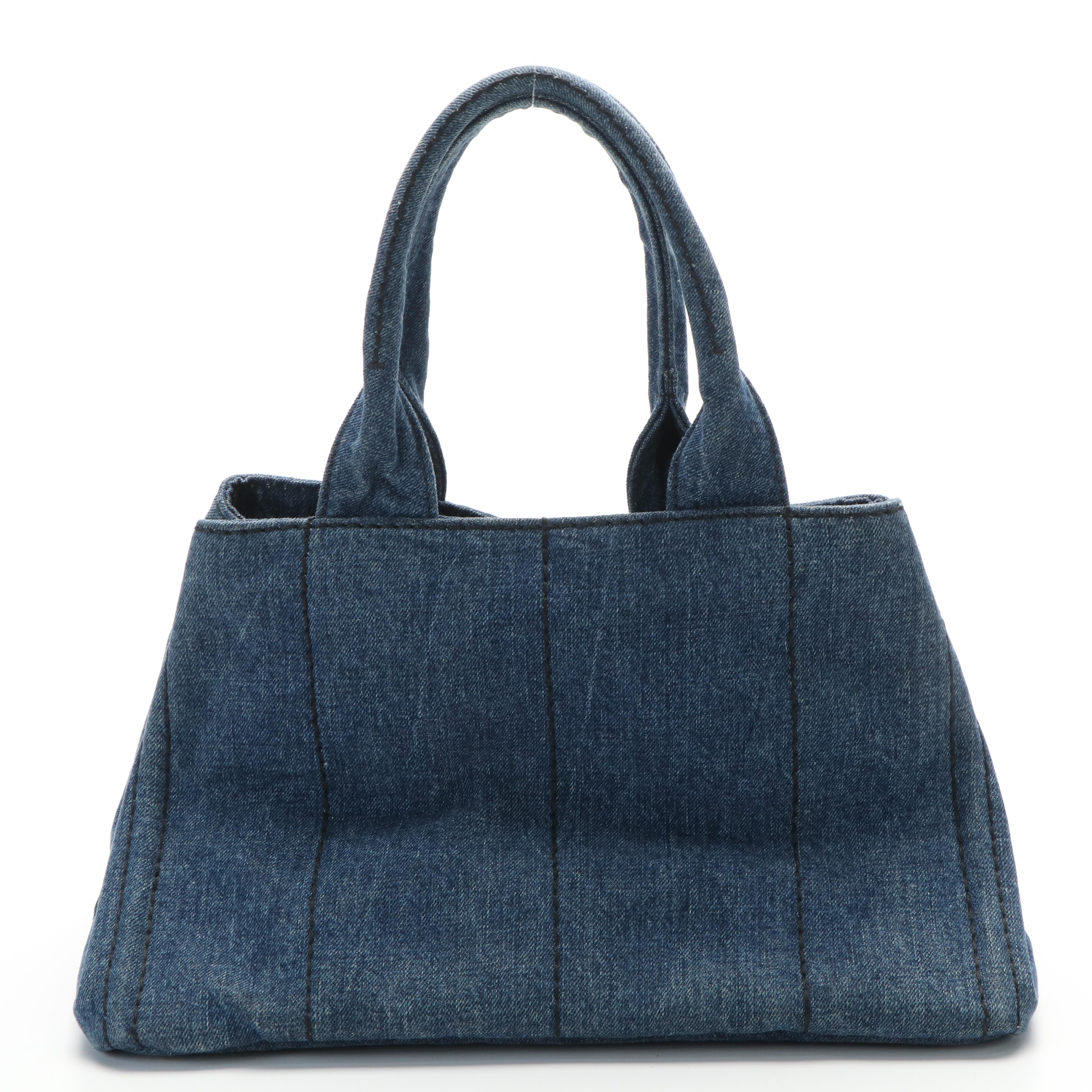 Prada Canapa Tote Bag in Blue Denim