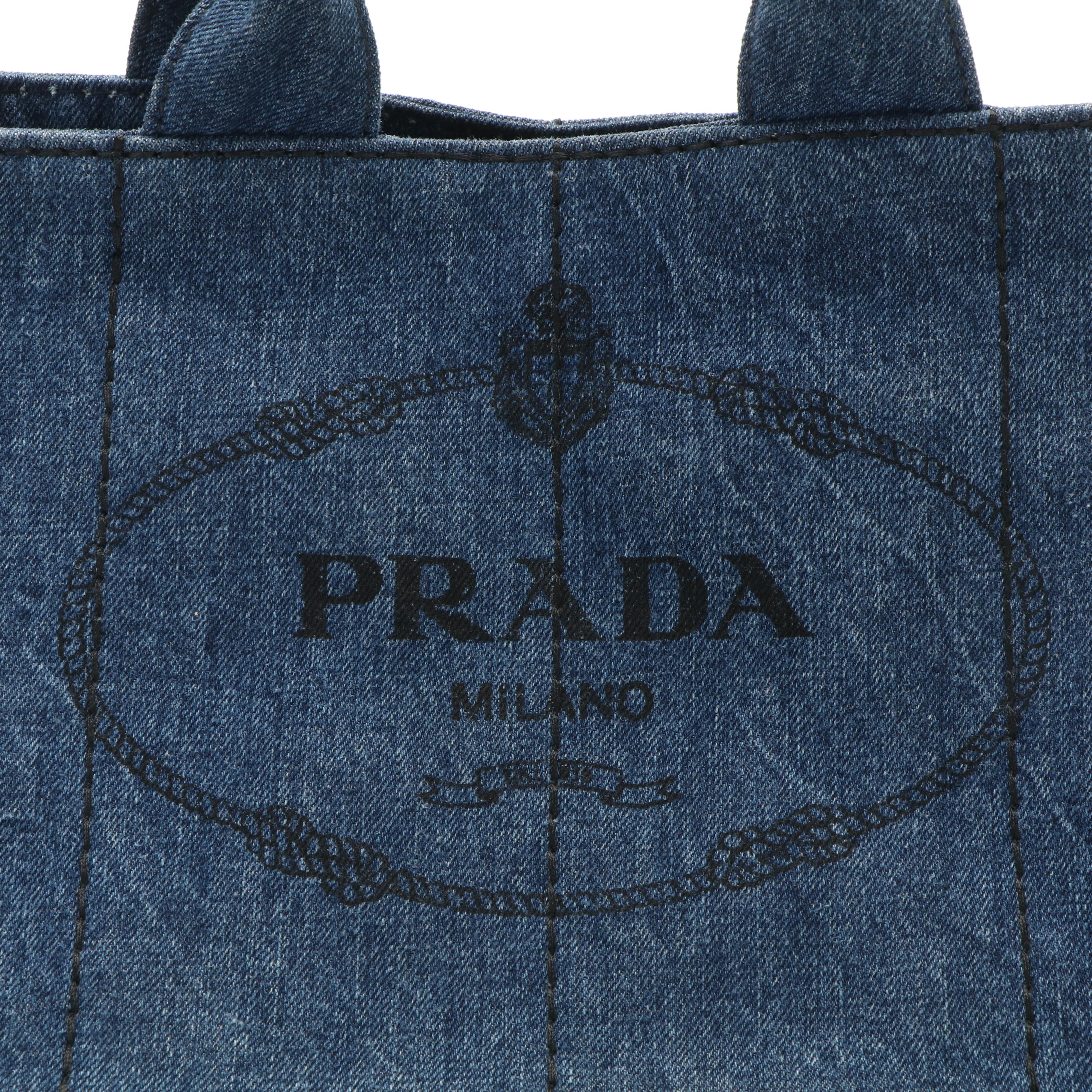 Prada Canapa Tote Bag in Blue Denim