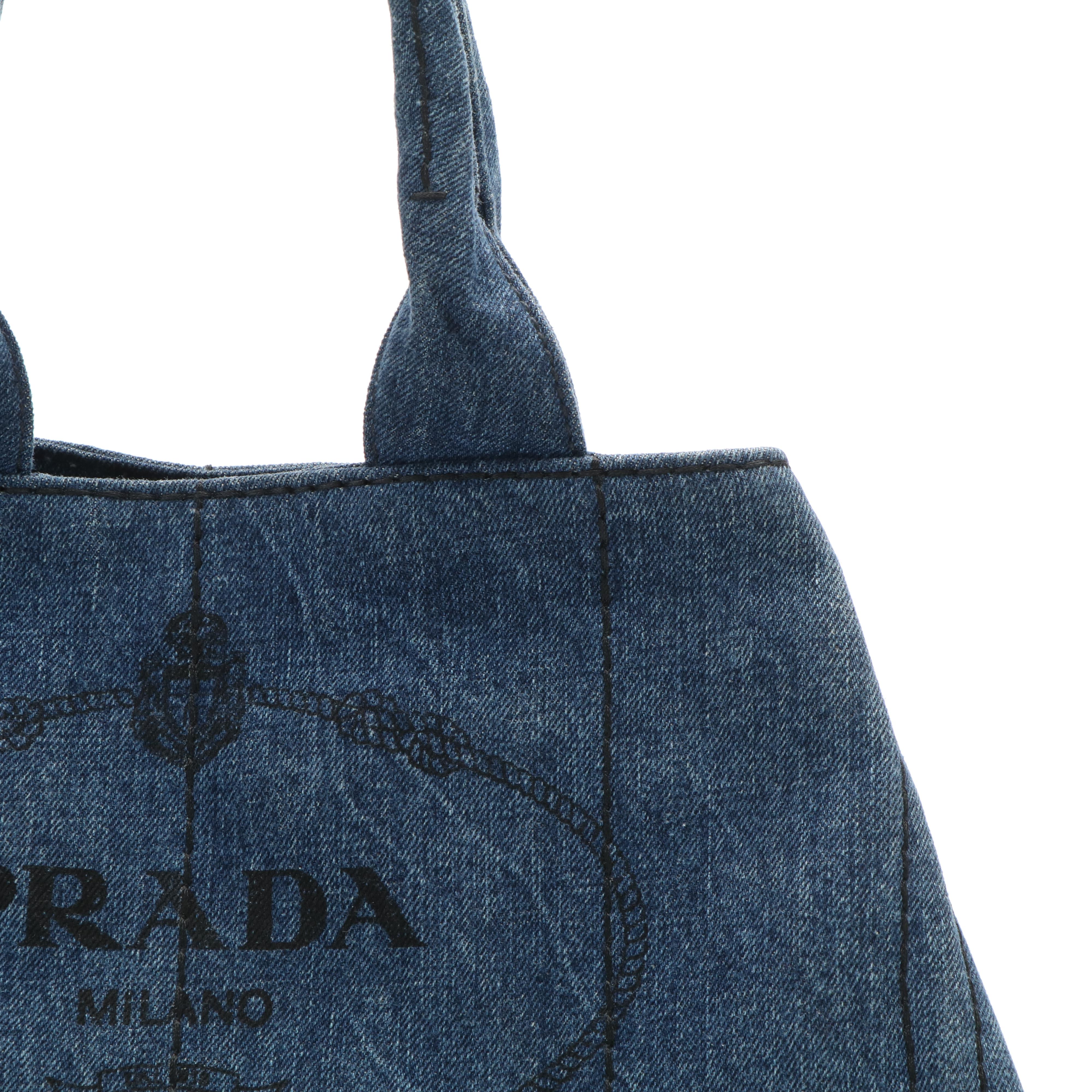 Prada Canapa Tote Bag in Blue Denim