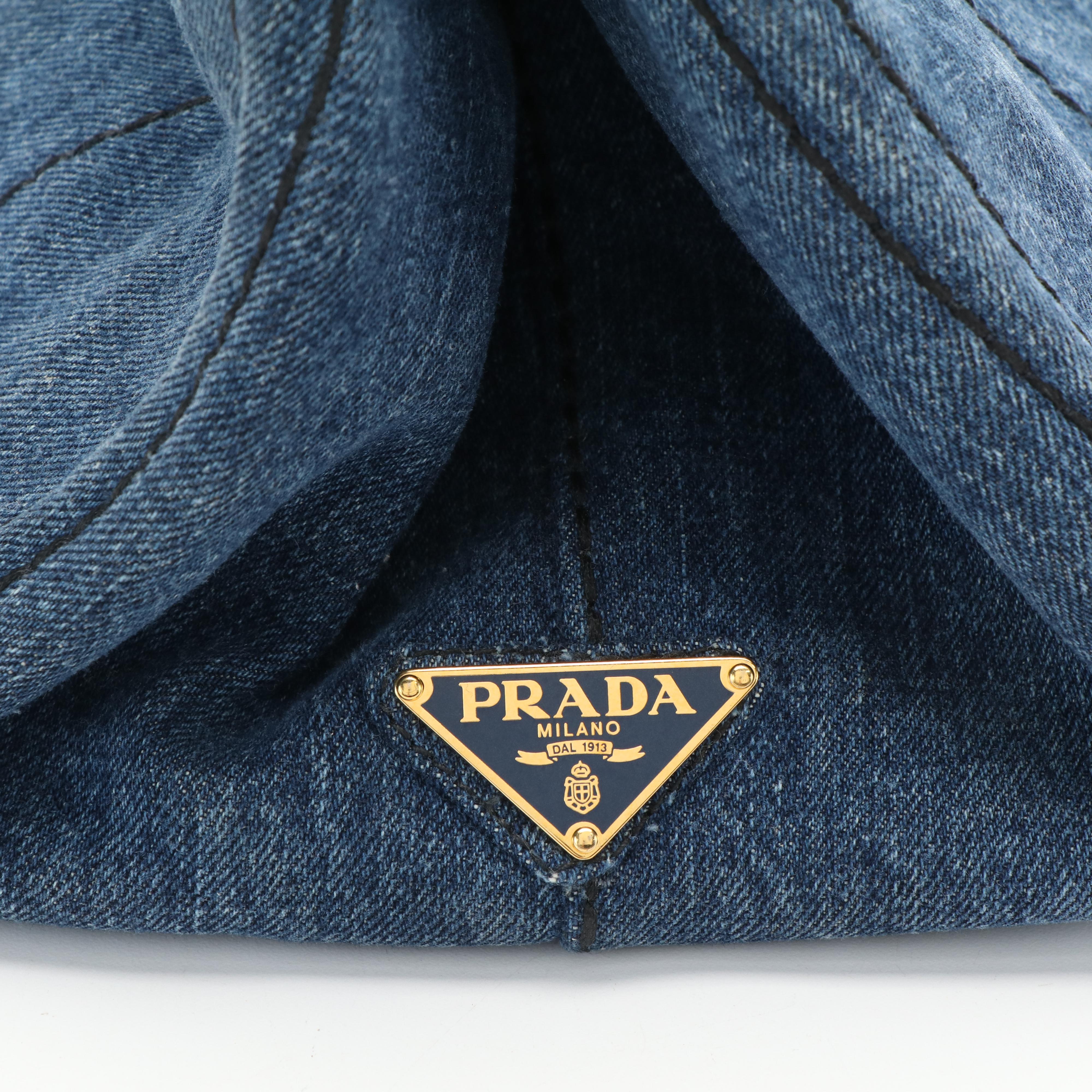 Prada Canapa Tote Bag in Blue Denim