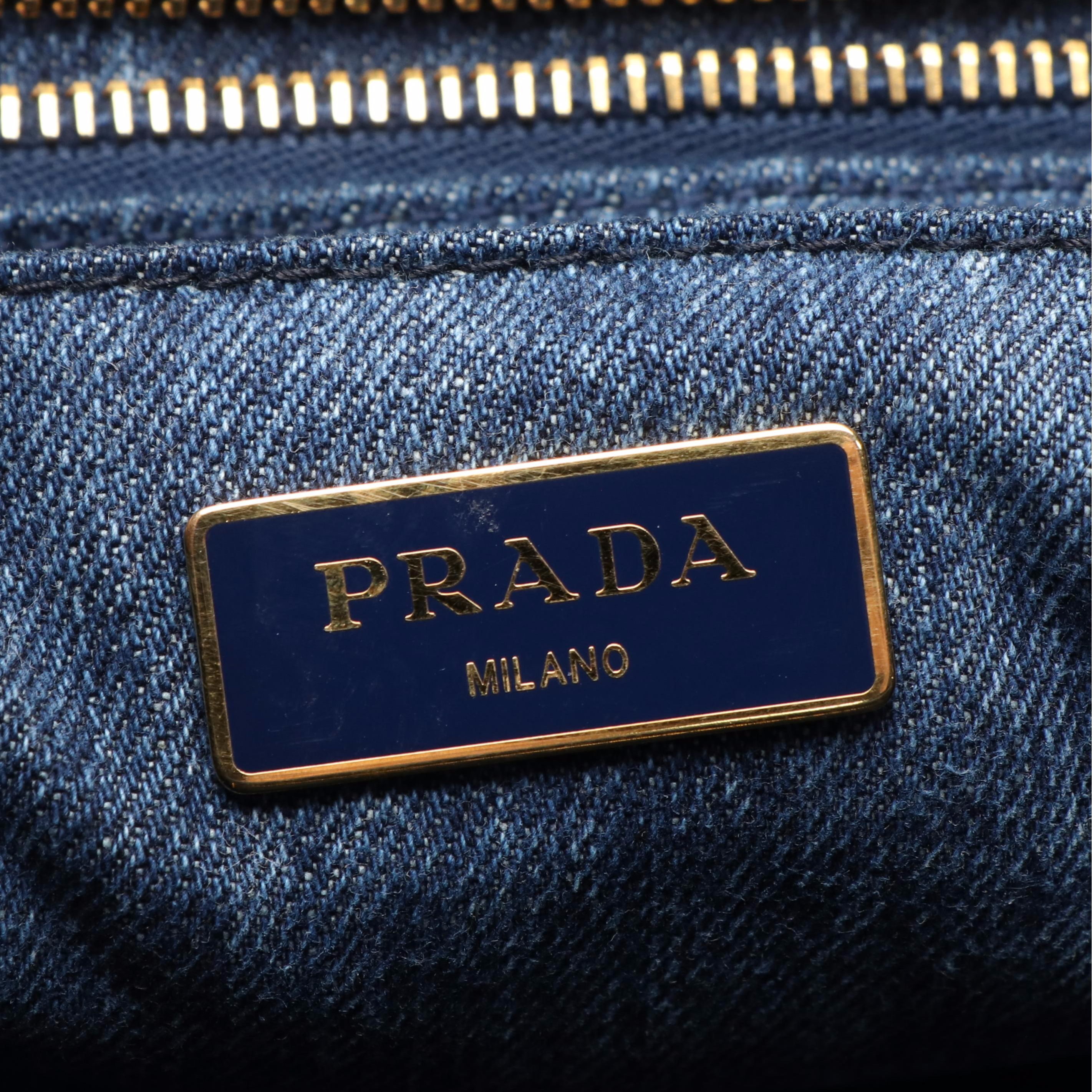 Prada Canapa Tote Bag in Blue Denim