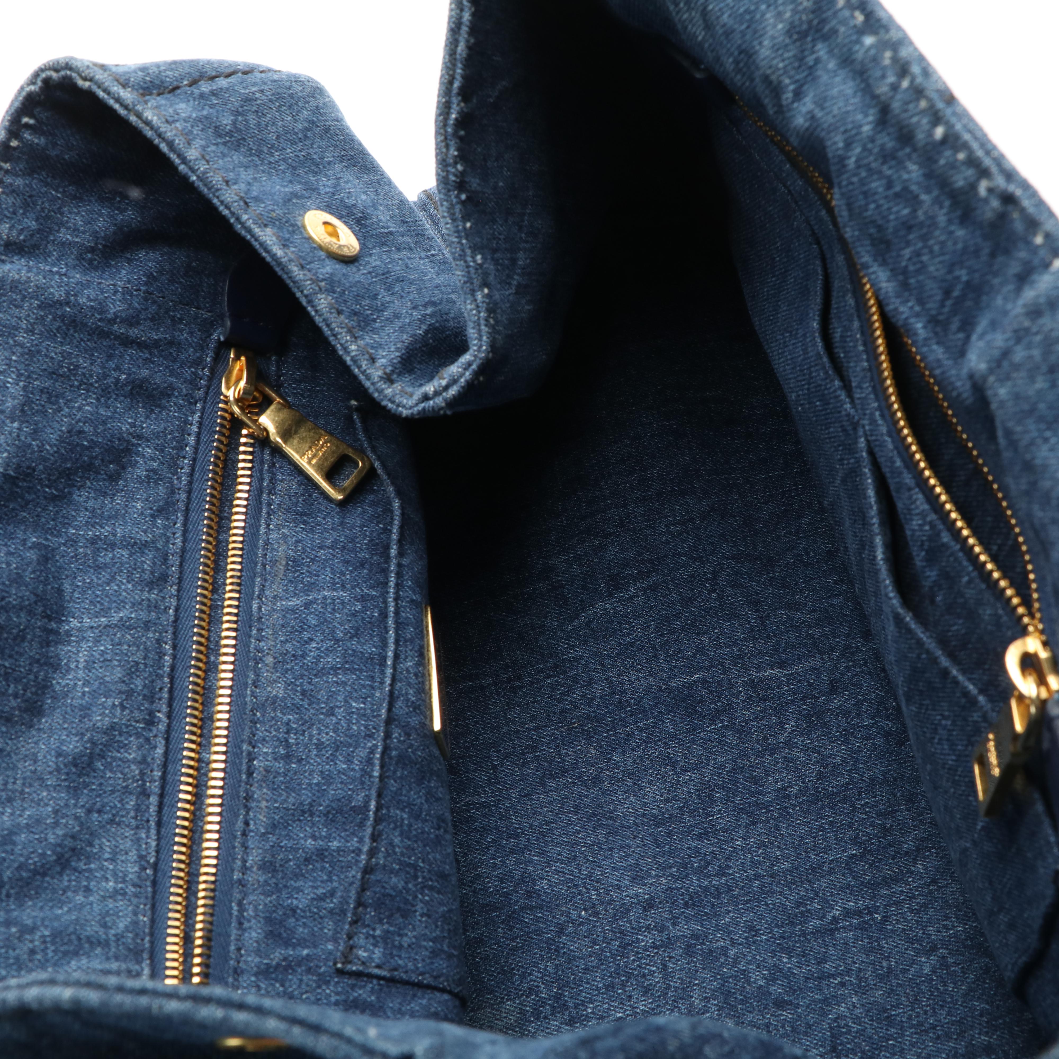 Prada Canapa Tote Bag in Blue Denim