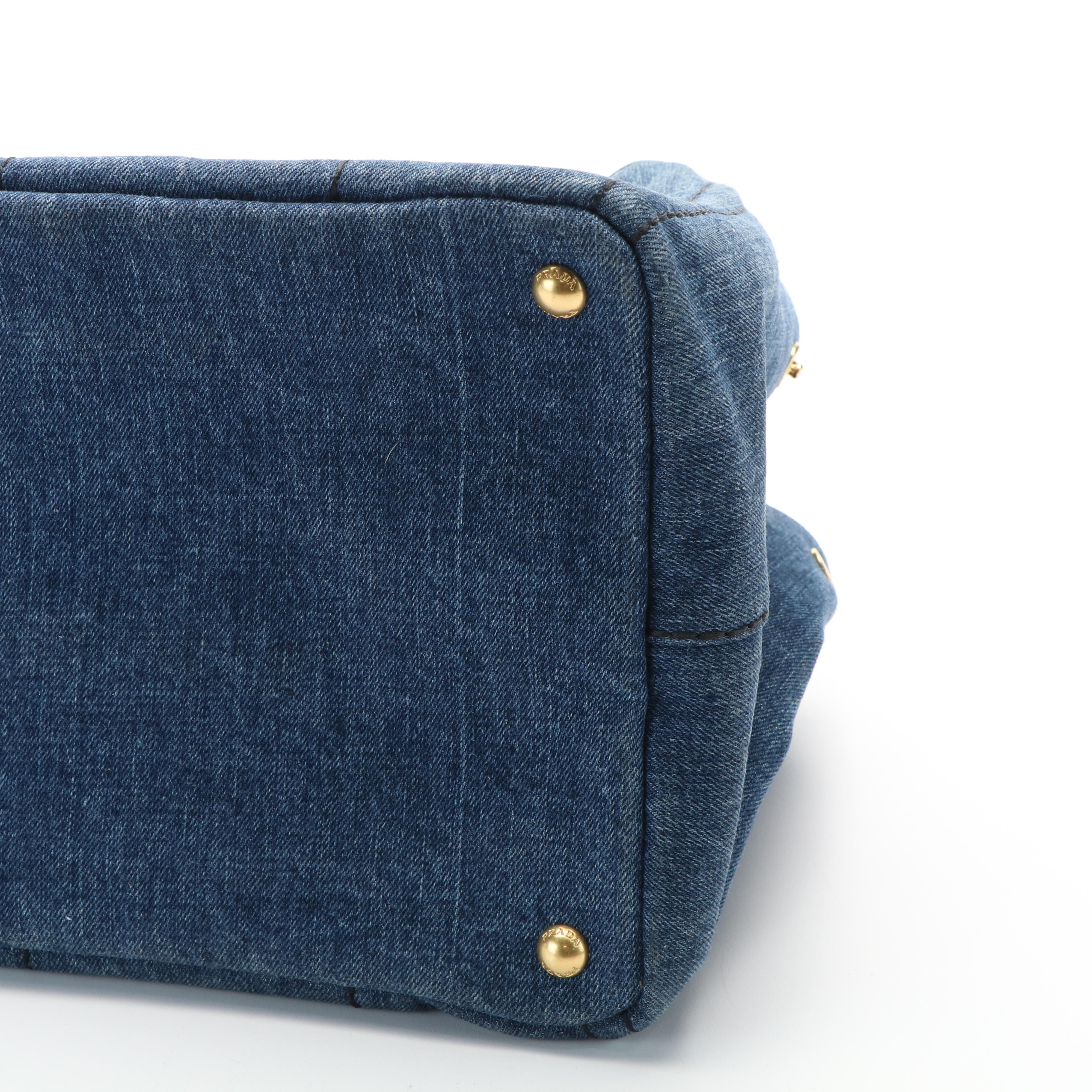 Prada Canapa Tote Bag in Blue Denim