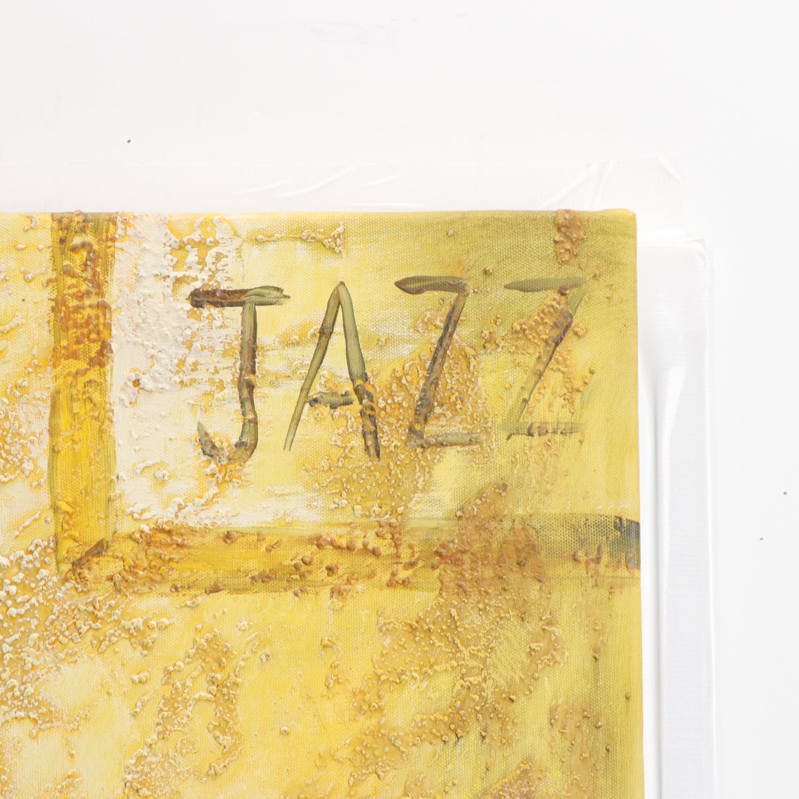 M. Harold Textured Oil Painting "Jazz," Late 20th Century