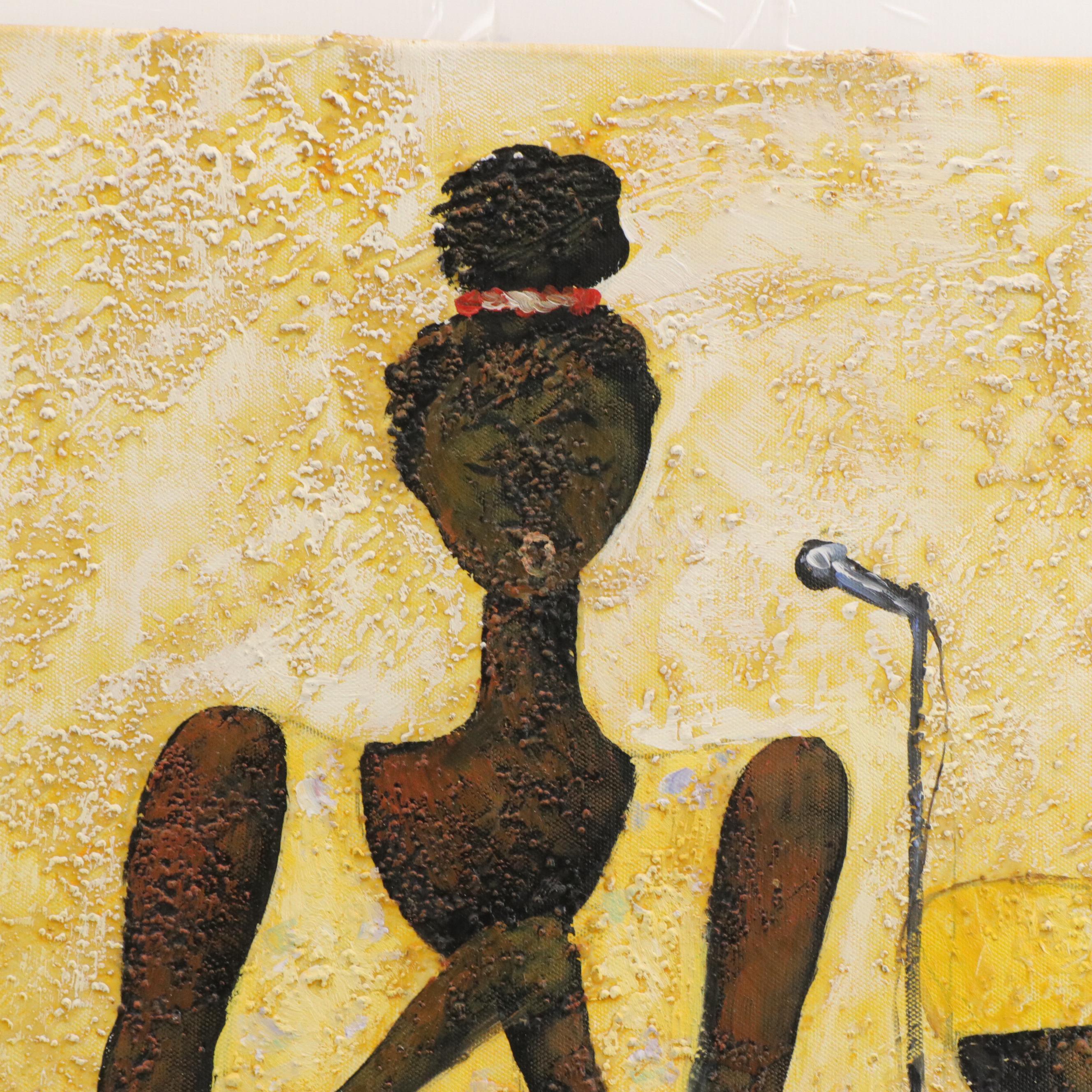 M. Harold Textured Oil Painting "Jazz," Late 20th Century