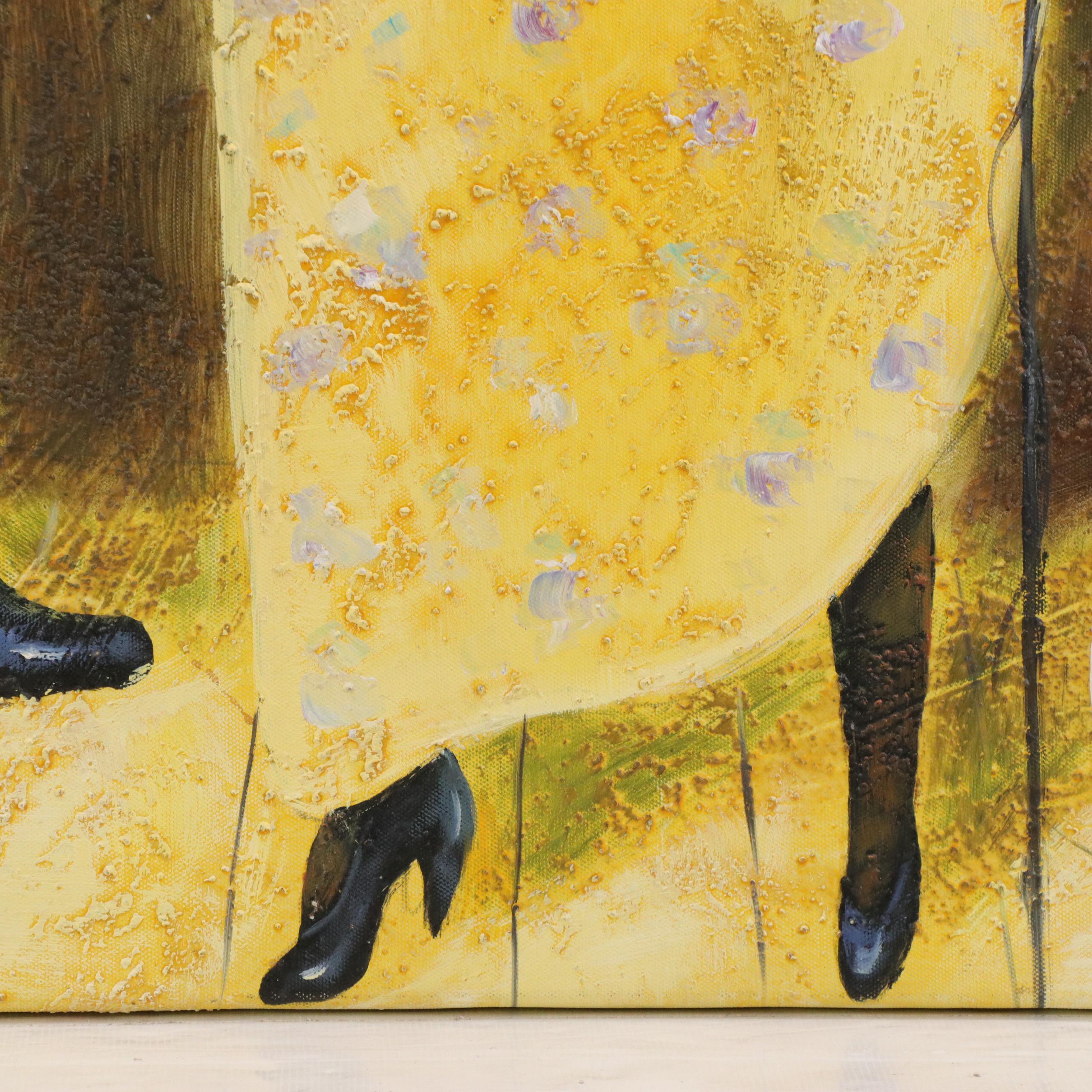 M. Harold Textured Oil Painting "Jazz," Late 20th Century