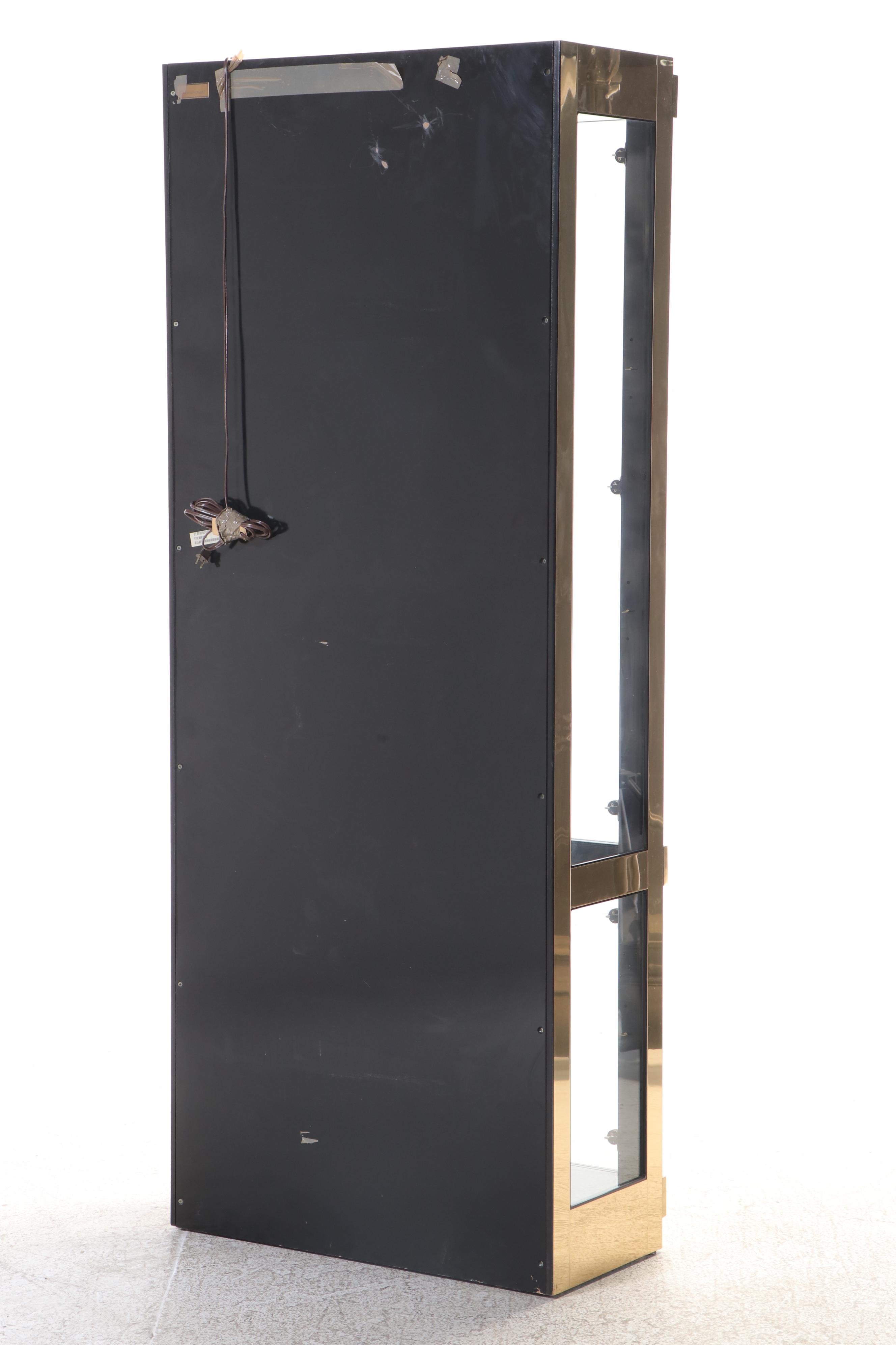 Mastercraft Modernist Brass-Clad and Mirror-Back Display Cabinet, Circa 1970