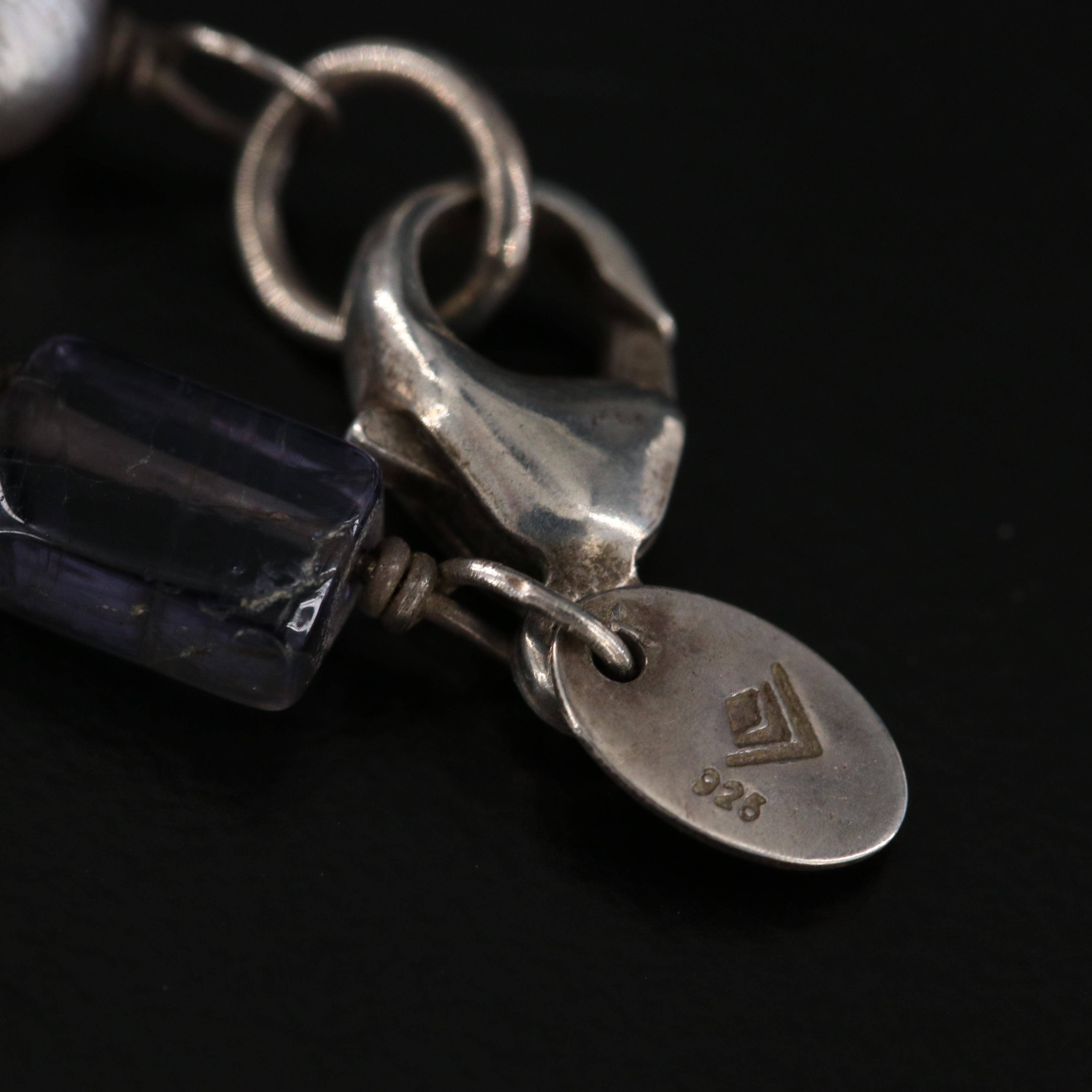 Silpada Sterling Sodalite, Agate and Pearl Necklace