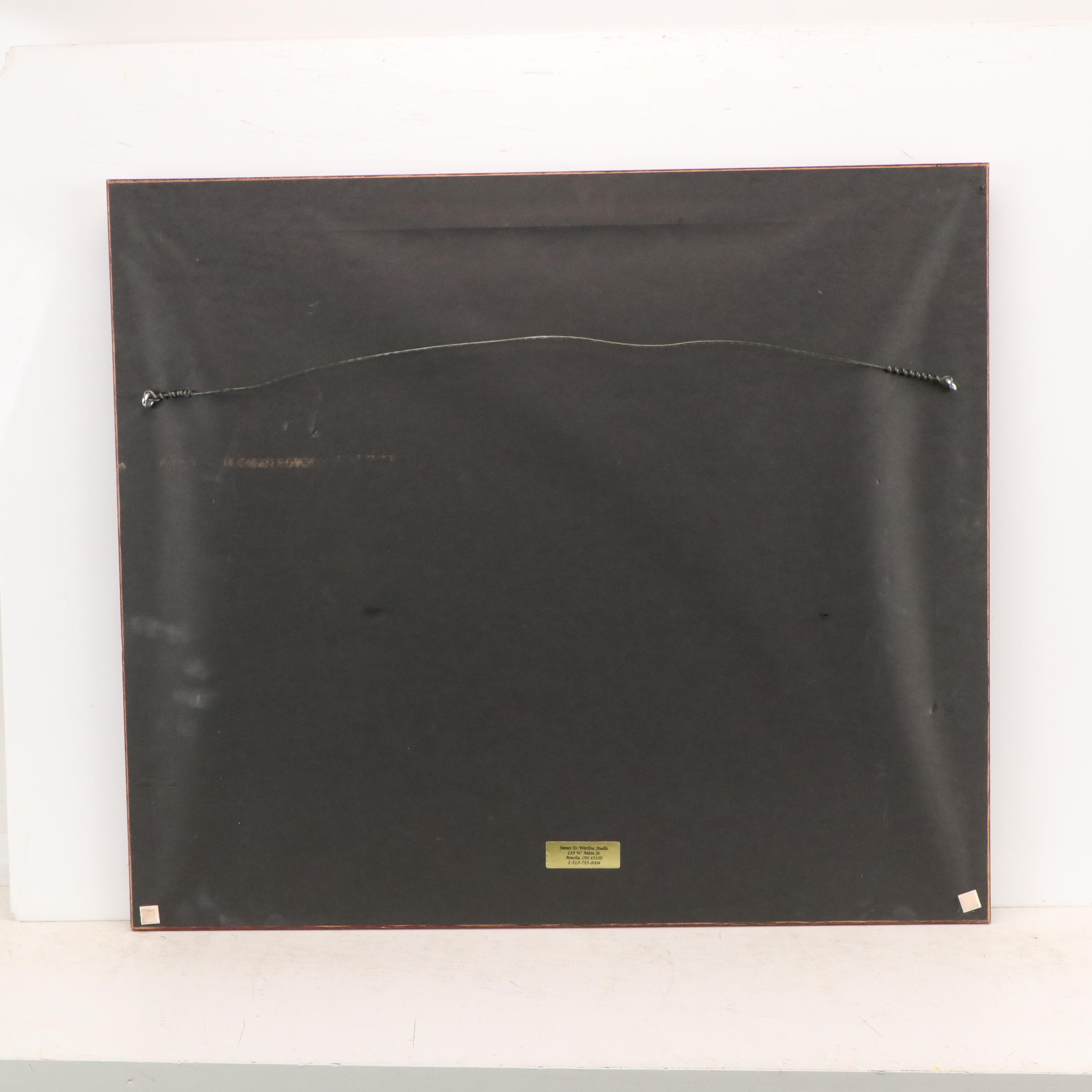 James Werline Landscape with Church Watercolor Painting, 21st Century