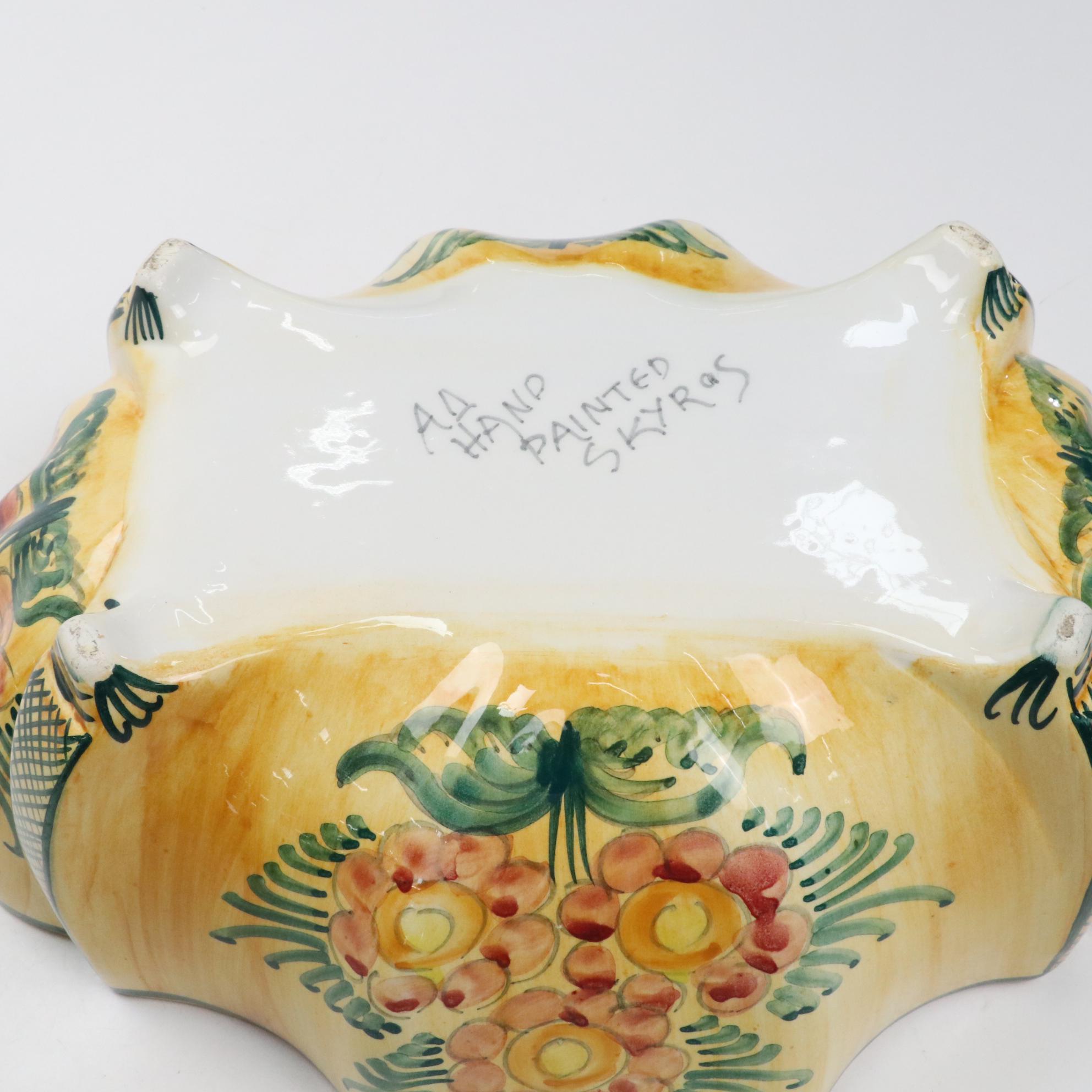 Ceramiche Cosmolena "Ravello Dec A Mano" Jar with Tablecloth and Skyras Bowl