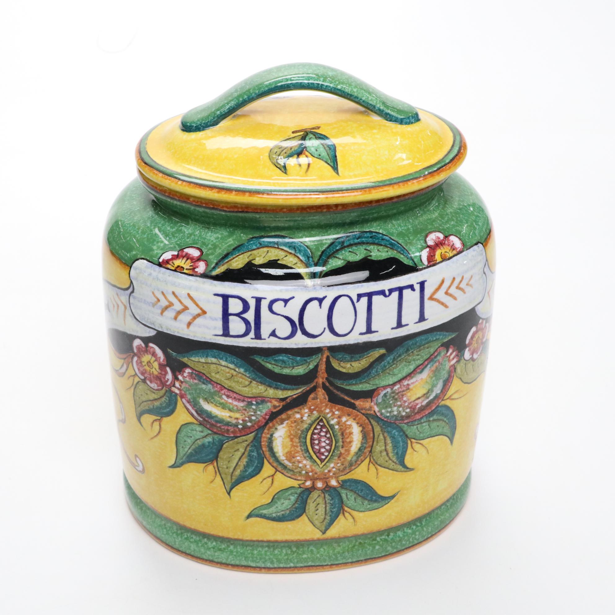 Ceramiche Cosmolena "Ravello Dec A Mano" Jar with Tablecloth and Skyras Bowl