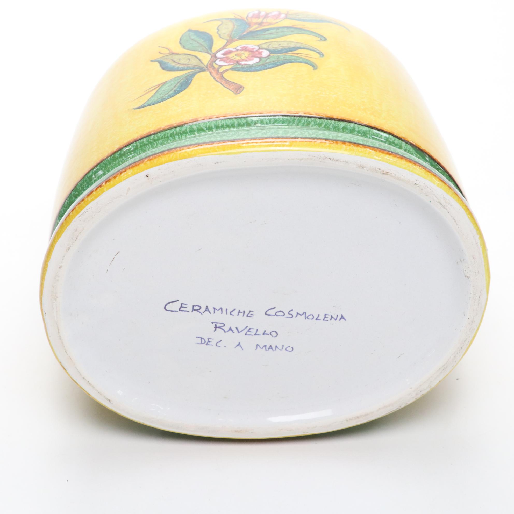 Ceramiche Cosmolena "Ravello Dec A Mano" Jar with Tablecloth and Skyras Bowl