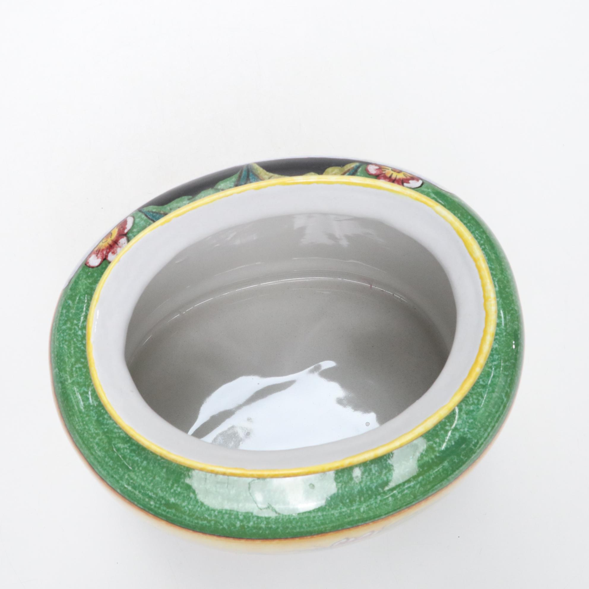 Ceramiche Cosmolena "Ravello Dec A Mano" Jar with Tablecloth and Skyras Bowl