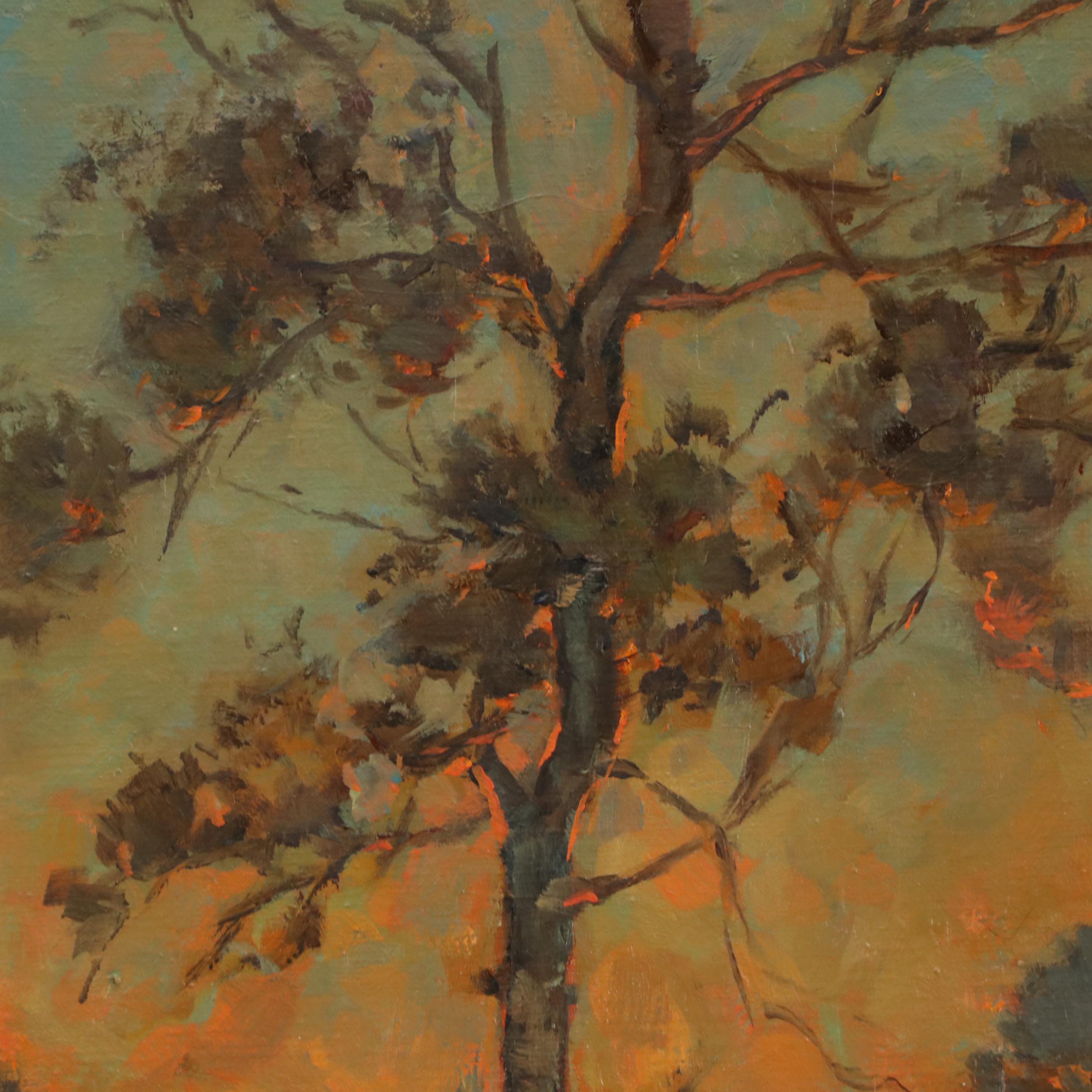 Karen Larson Turner Stylized Landscape Oil Painting "Reaching Up," 2016