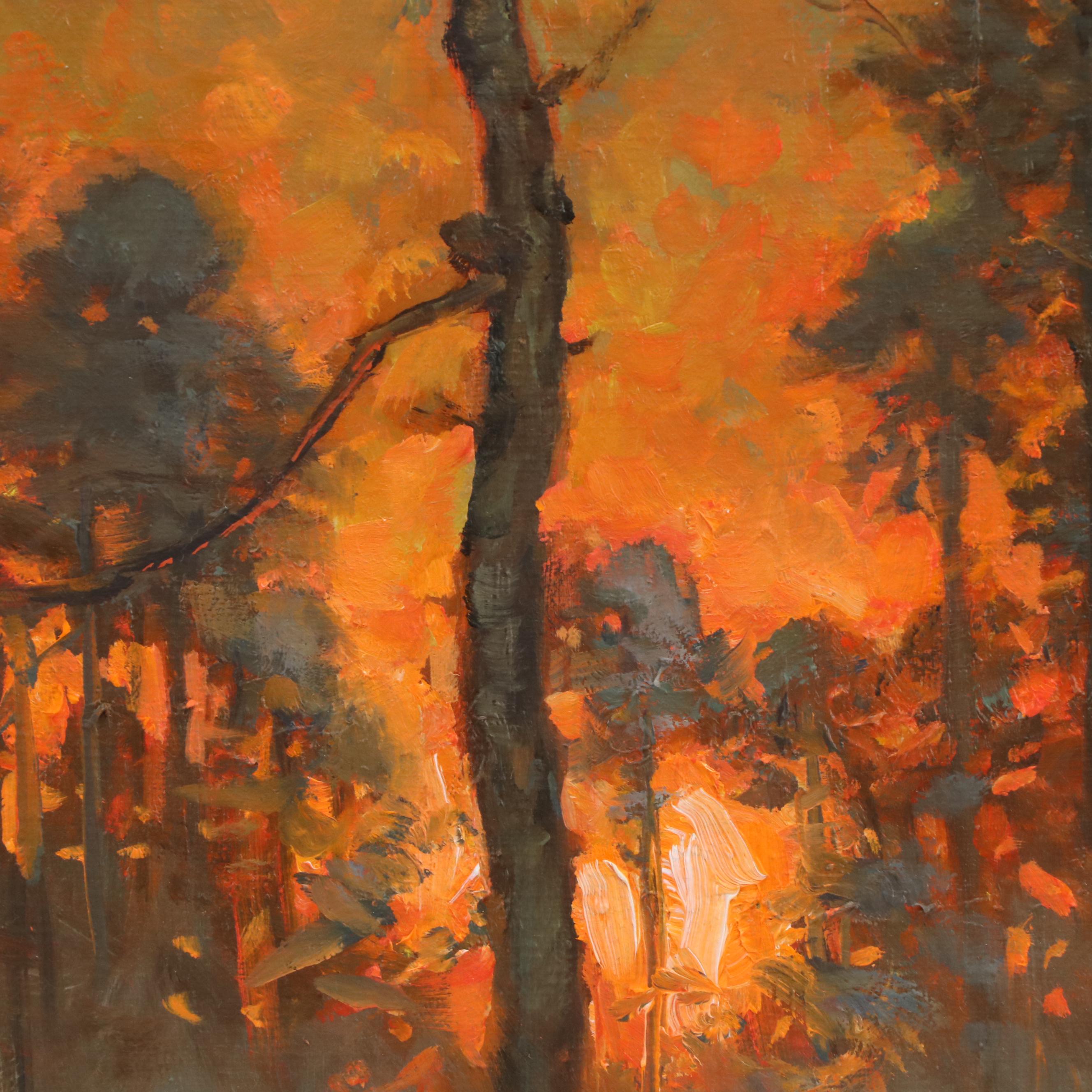 Karen Larson Turner Stylized Landscape Oil Painting "Reaching Up," 2016