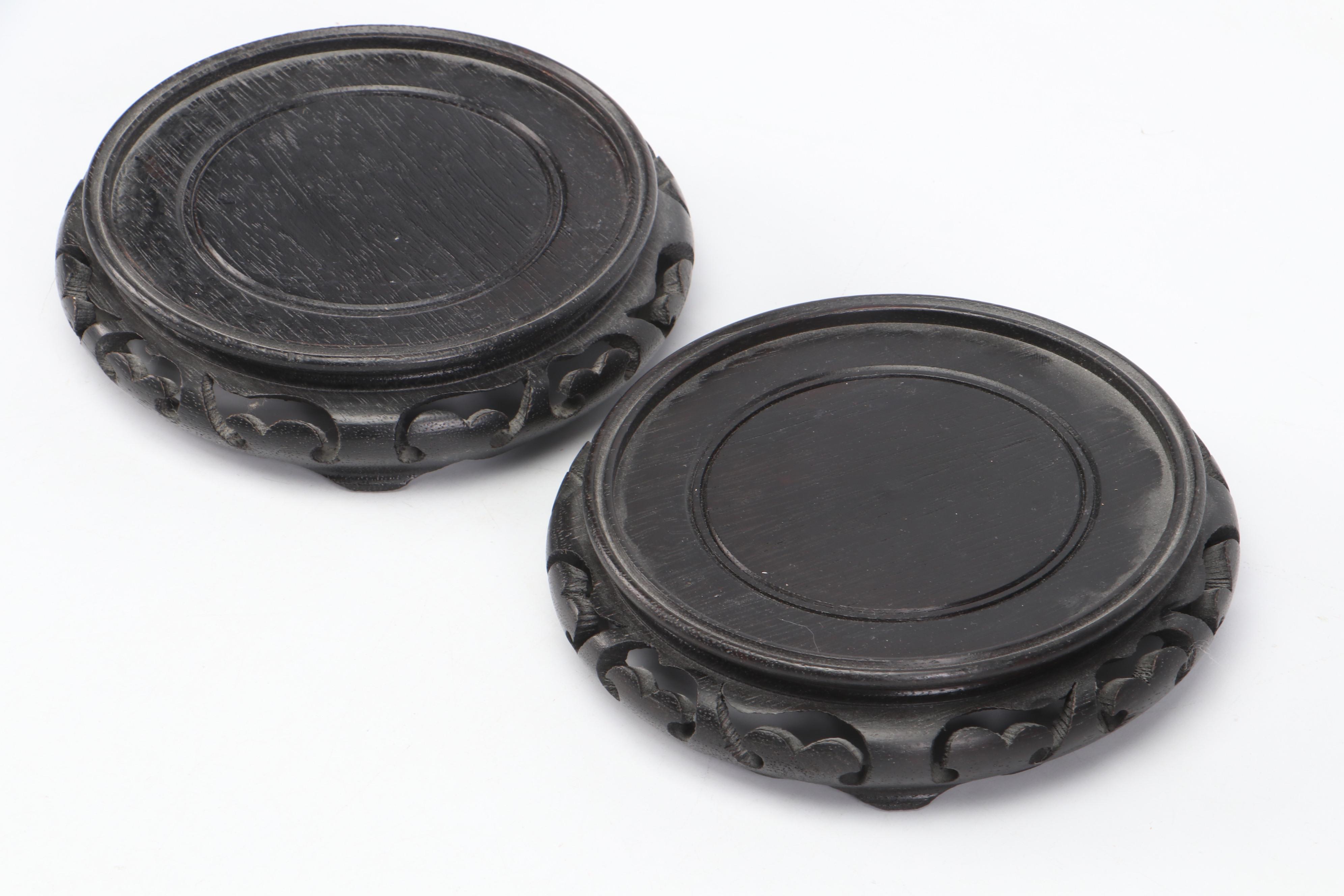 Pair of Japanese Porcelain Imari Baluster Vases with Wooden Stands