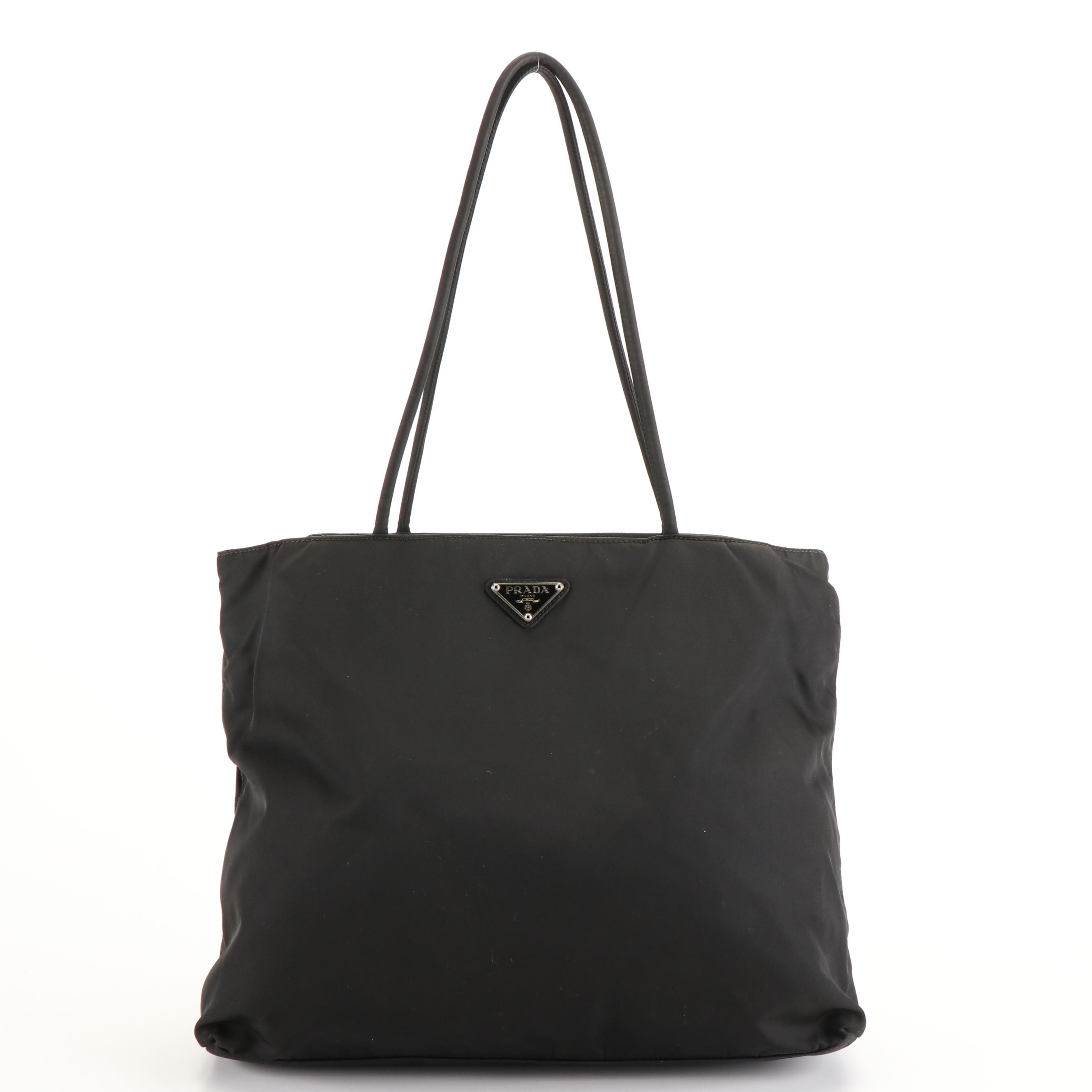 Prada Shoulder Tote Bag in Black Tessuto Nylon