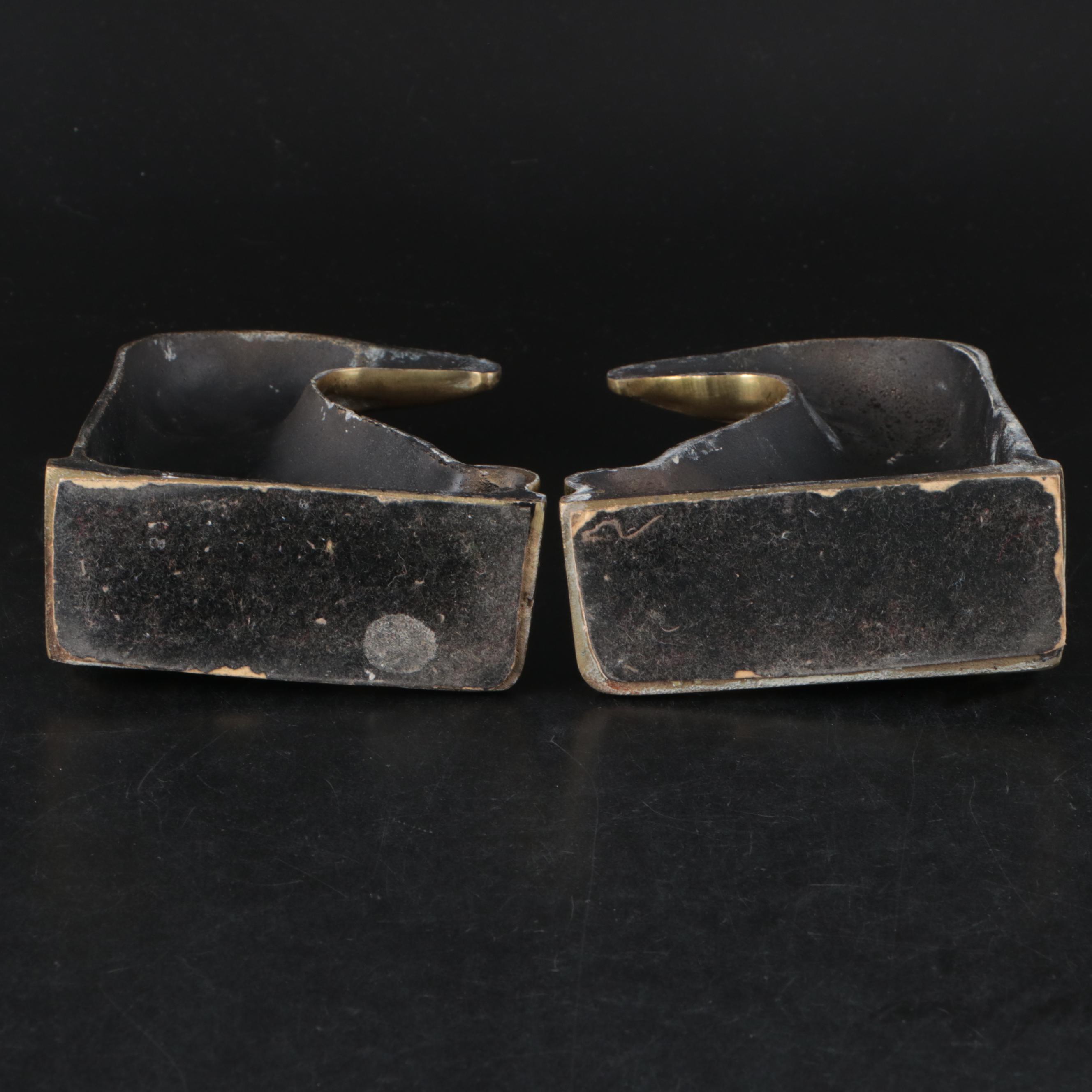 Brass Eagle Head Bookends with Vase and Planter