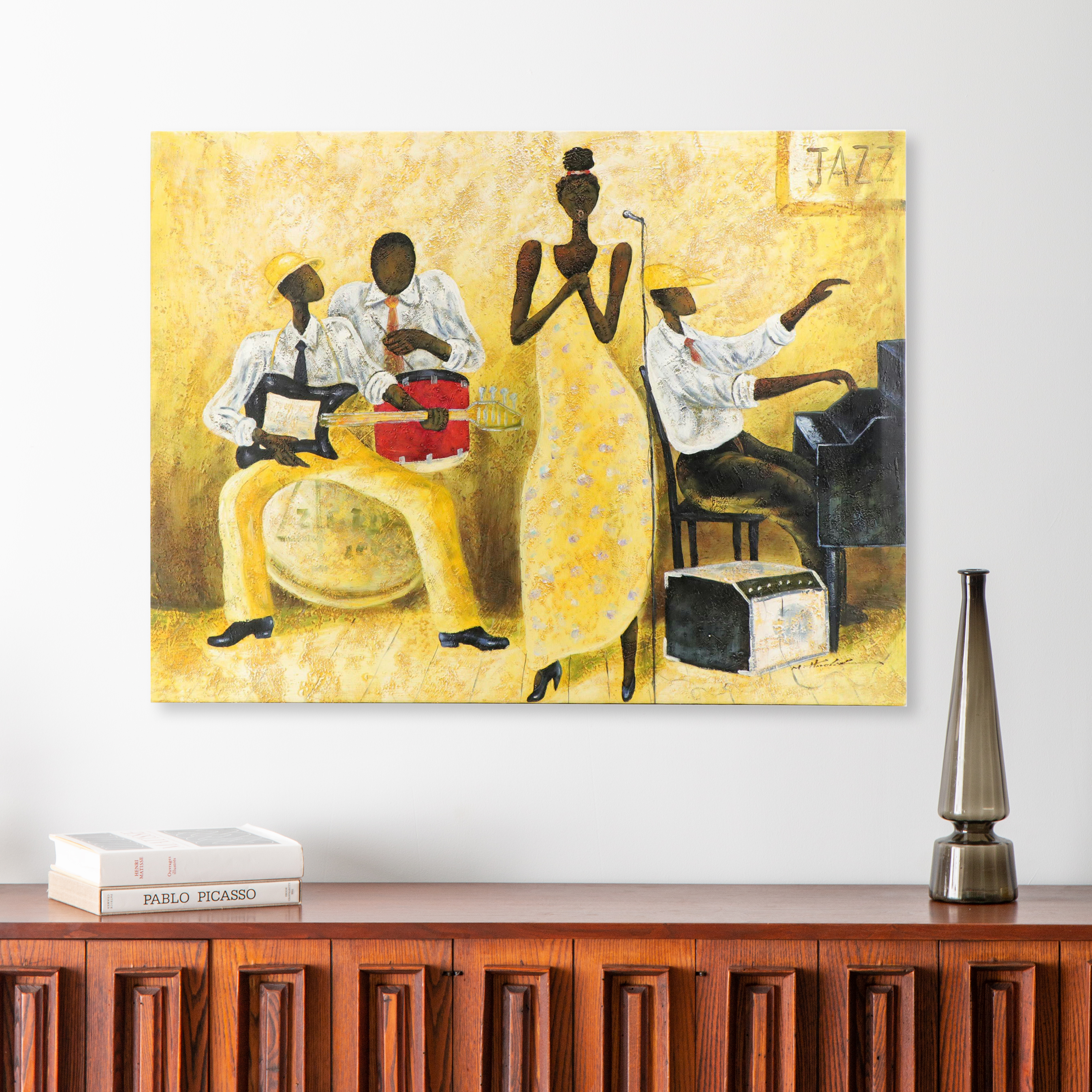 M. Harold Textured Oil Painting "Jazz," Late 20th Century