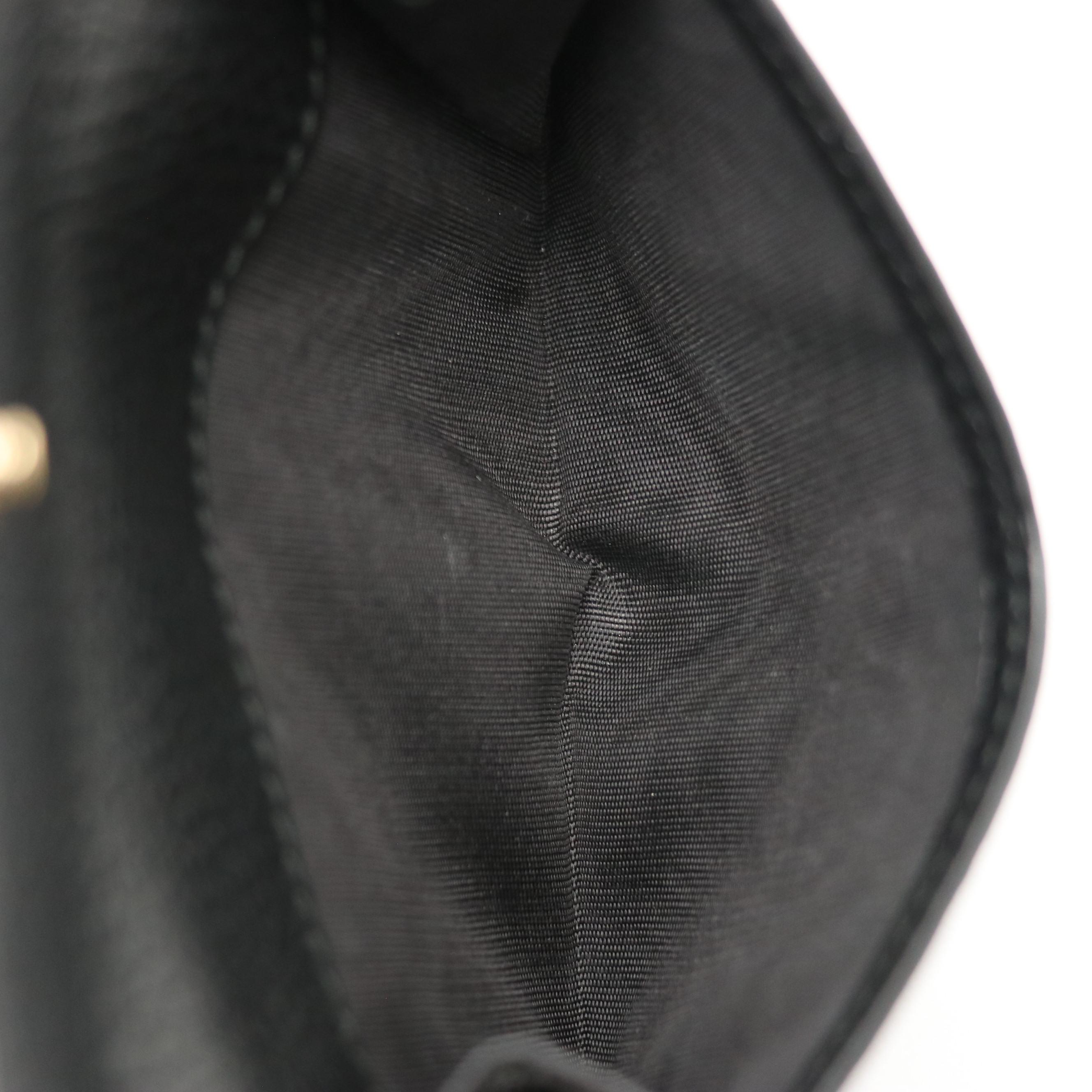 Gucci Interlocking GG Trifold Compact Wallet in Black Grained Leather